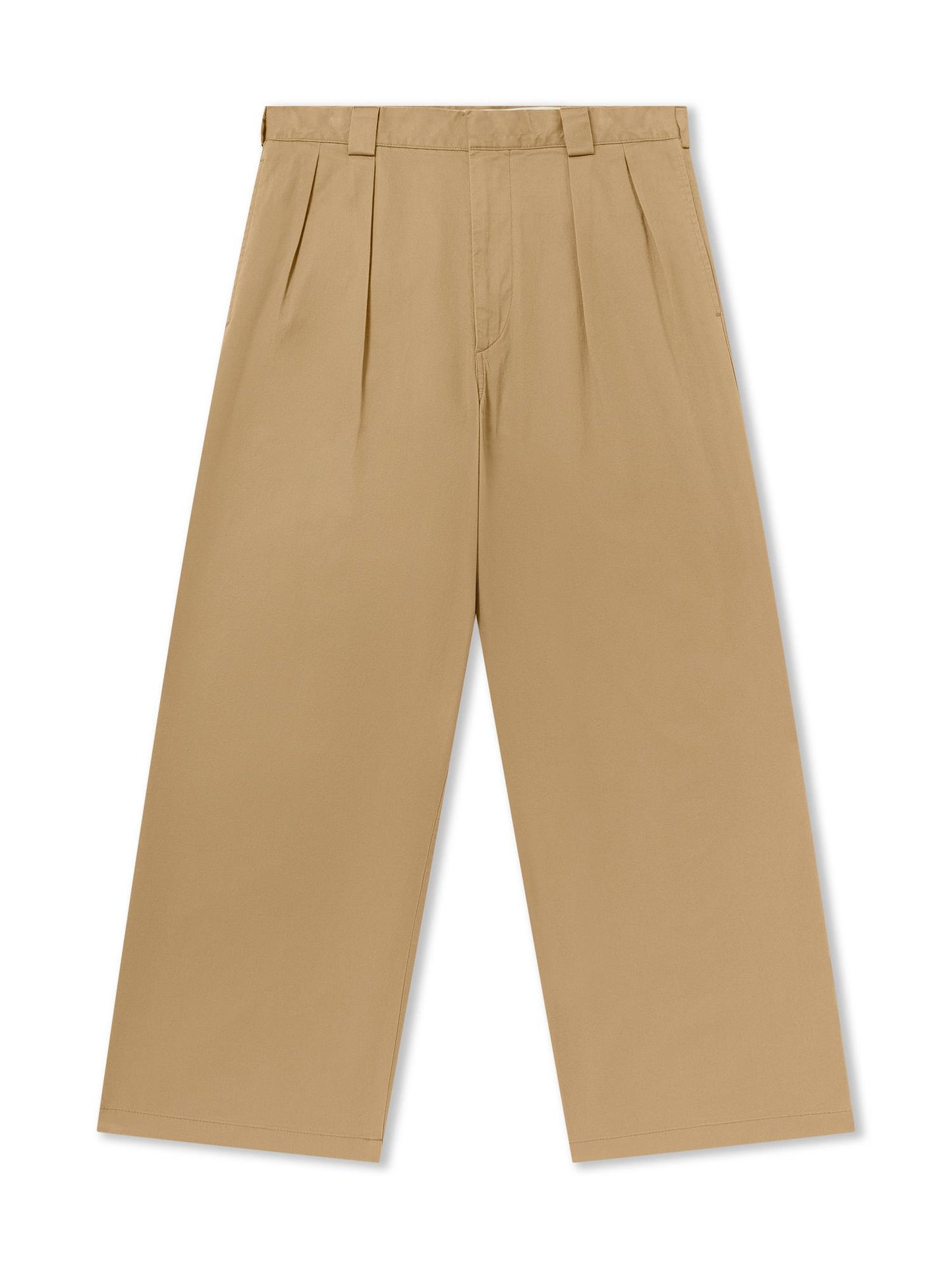 TAN_WIDELEG_TROUSER - Flat Lay - 1 x Shots - Front
