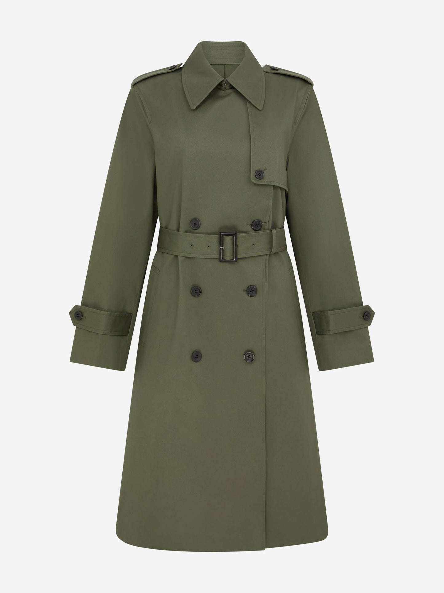 OLIVE_TRENCH_COAT - Mannequin - 1 x Shots - Front