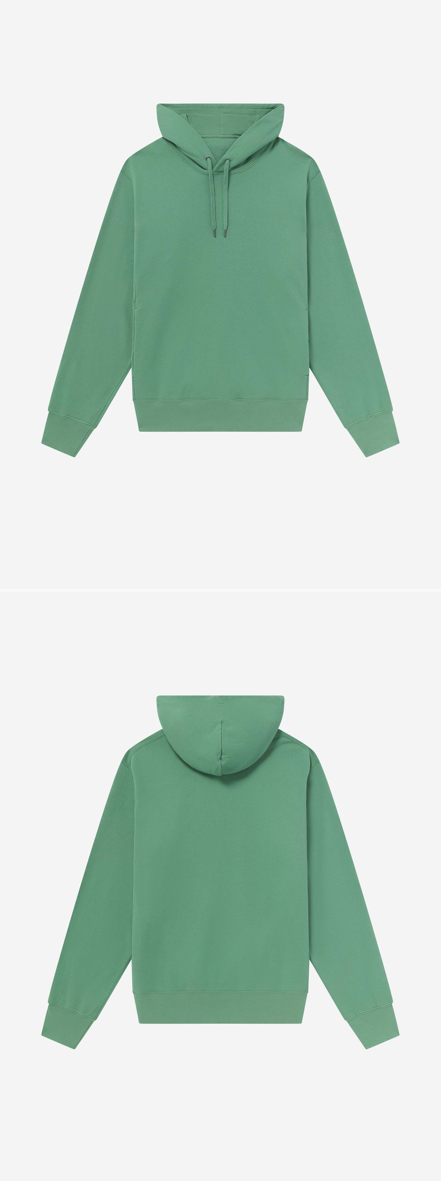 GREEN_HOODIE - Flat Lay - 2 x Shots - Front + Back