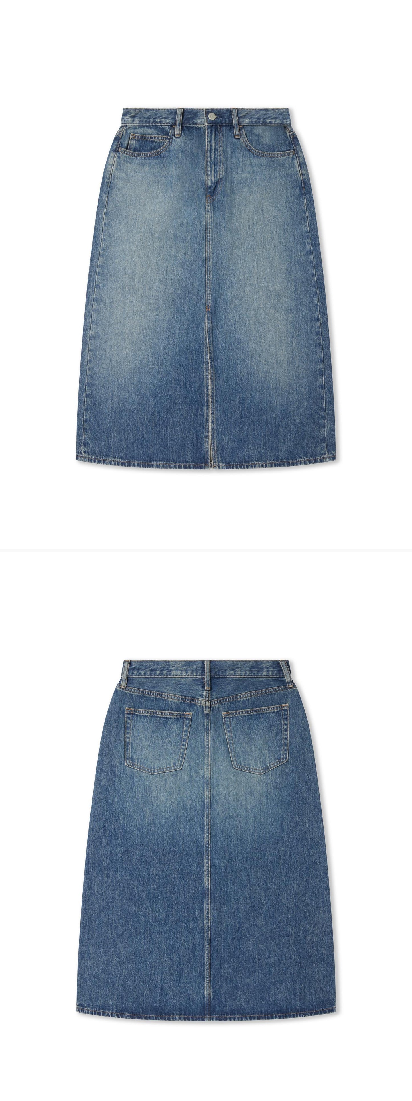 DENIM_SKIRT - Flat Lay - 2 x Shots - Front + Back