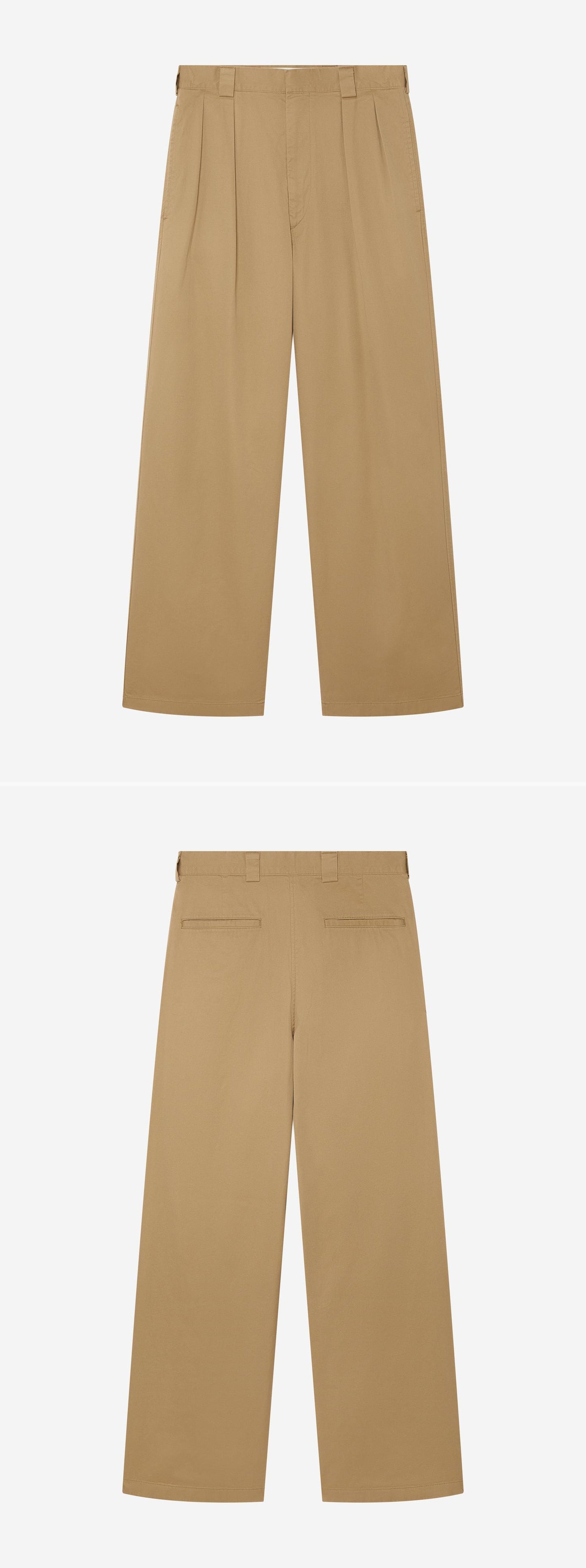 TAN_WIDELEG_TROUSER - Hanging - 2 x Shots - Front + Back