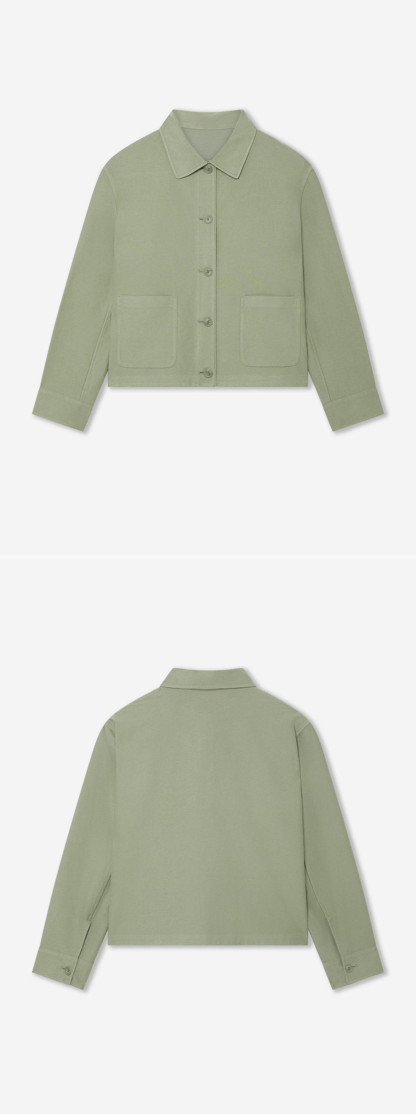 GREEN_OVERSHIRT - Hanging - 2 x Shots - Front + Back