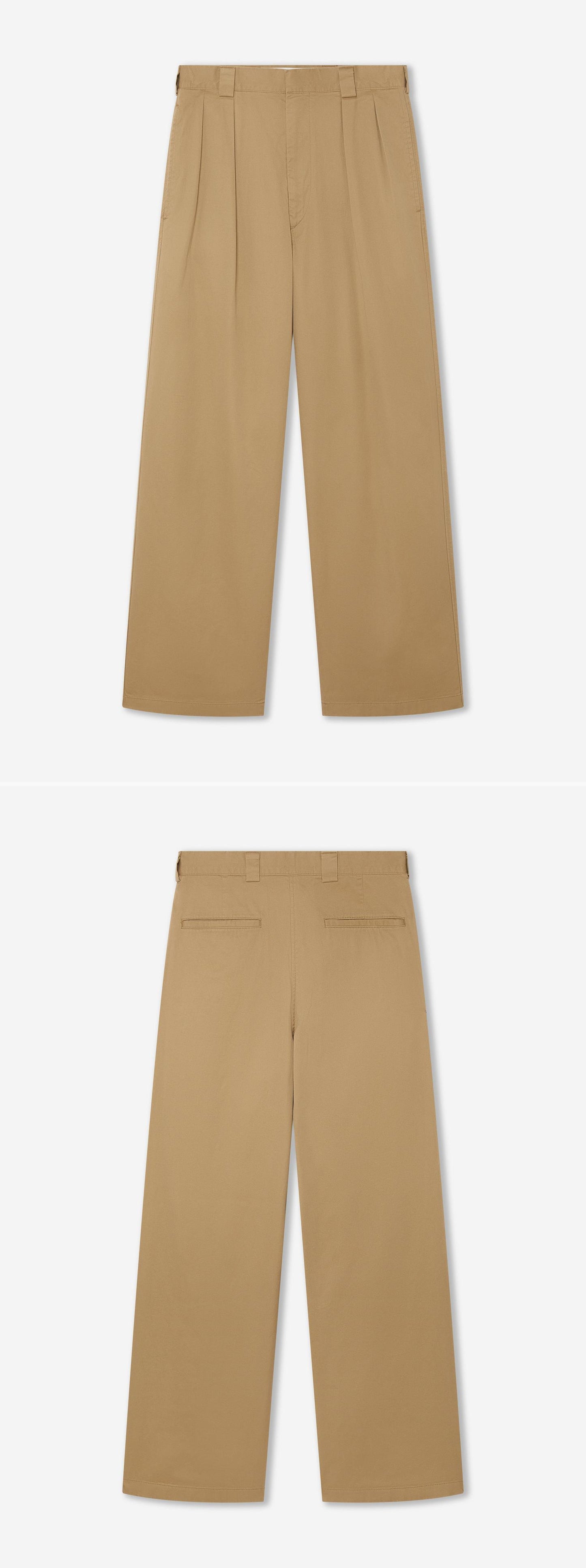 TAN_WIDELEG_TROUSER - Hanging - 2 x Shots - Front + Back