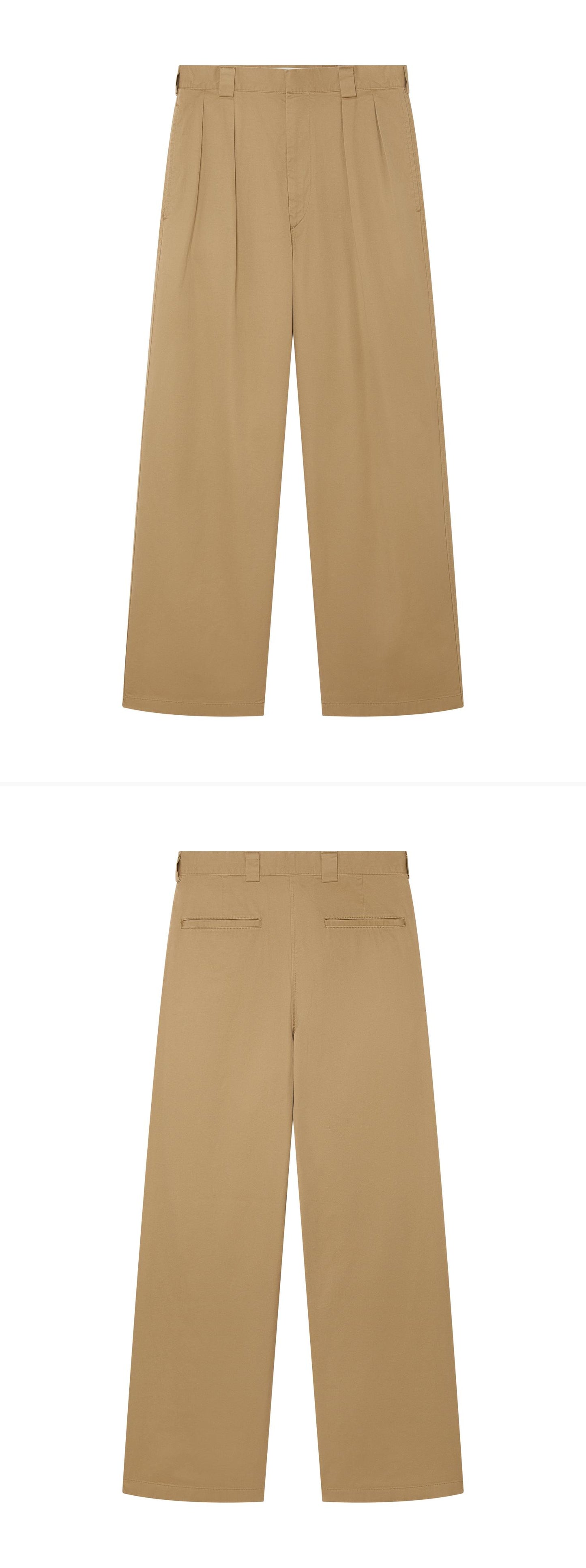 TAN_WIDELEG_TROUSER - Hanging - 2 x Shots - Front + Back