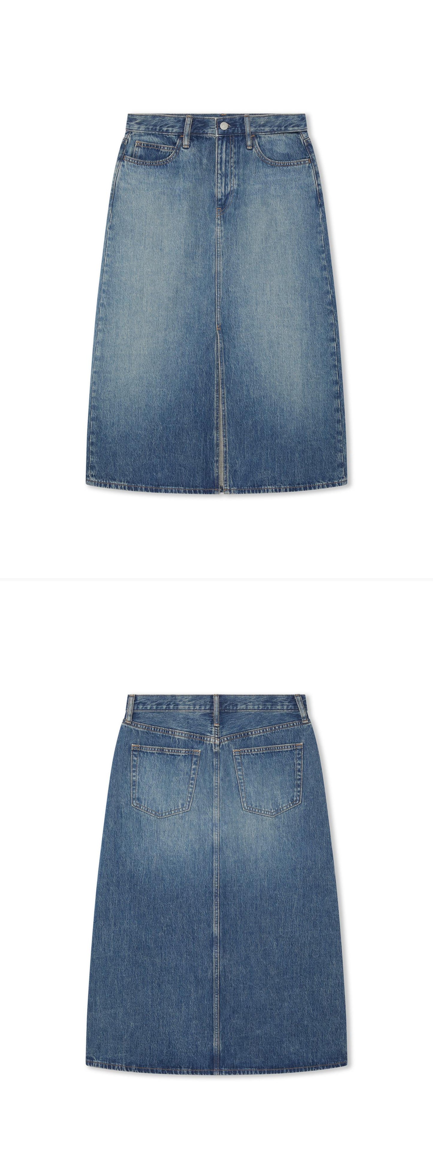 DENIM_SKIRT - Hanging - 2 x Shots - Front + Back