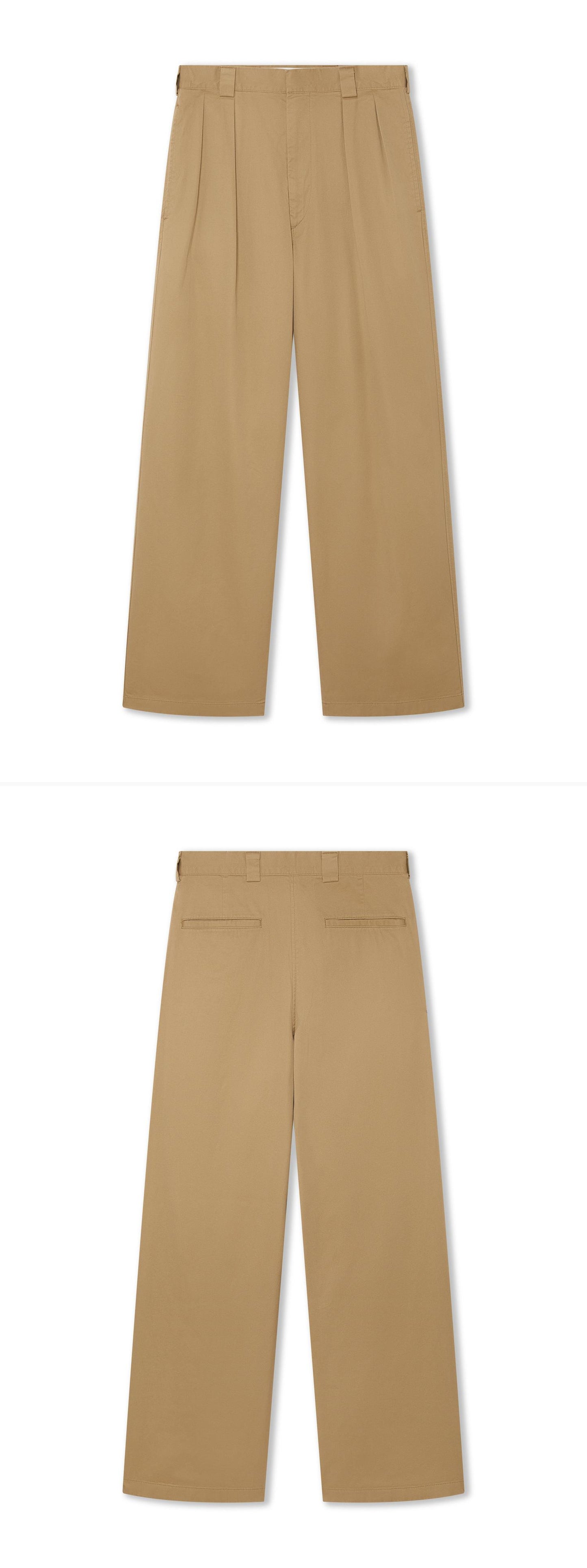 TAN_WIDELEG_TROUSER - Hanging - 2 x Shots - Front + Back