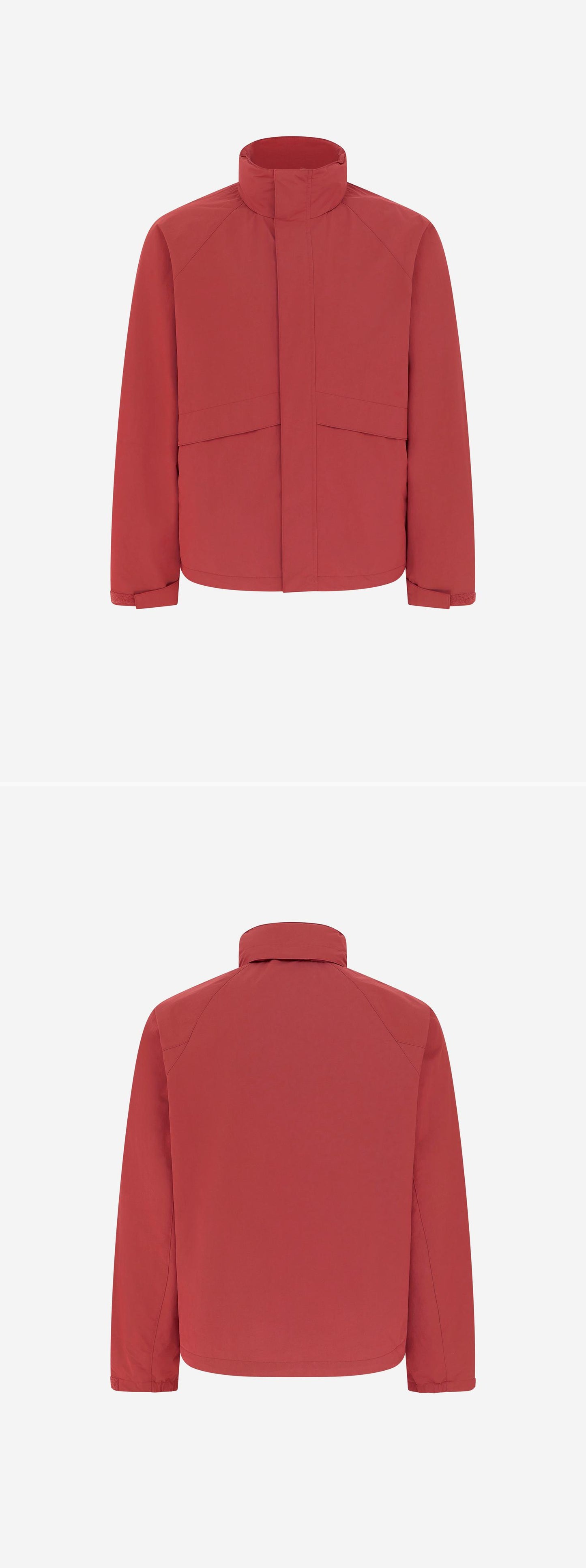 RED_HIGHNECK_JACKET - Mannequin - 2 x Shots - Front + Back