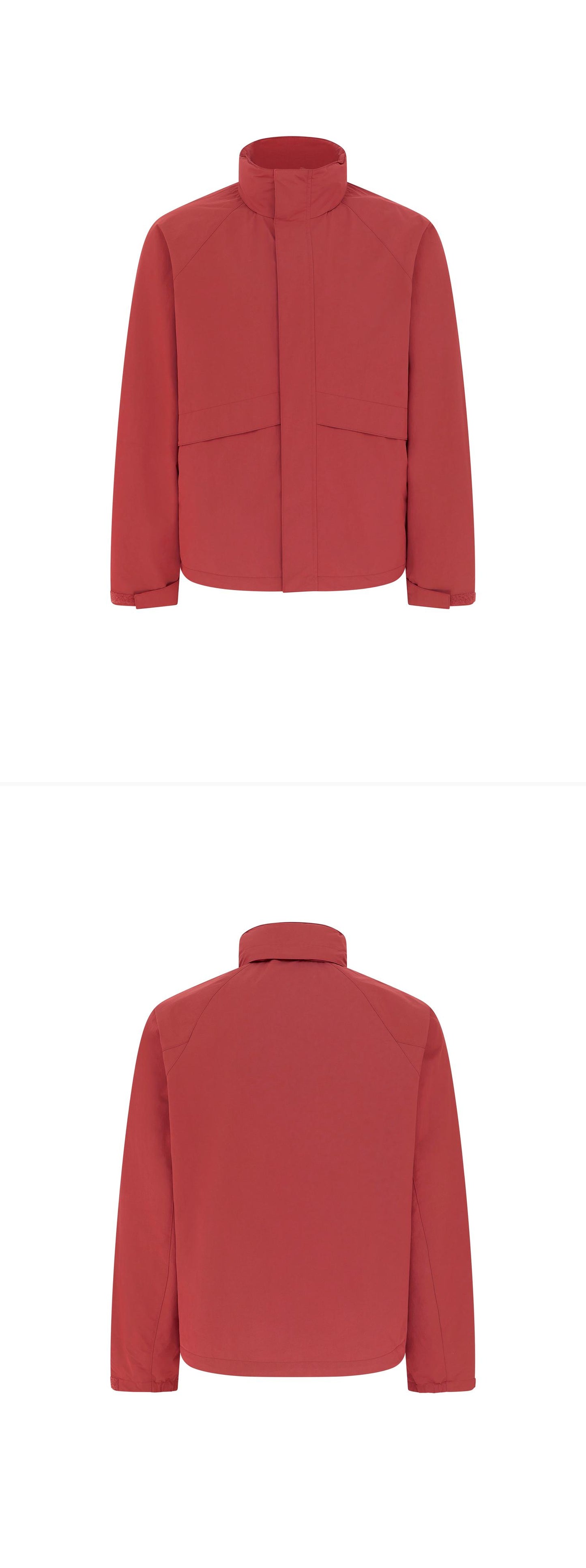 RED_HIGHNECK_JACKET - Mannequin - 2 x Shots - Front + Back