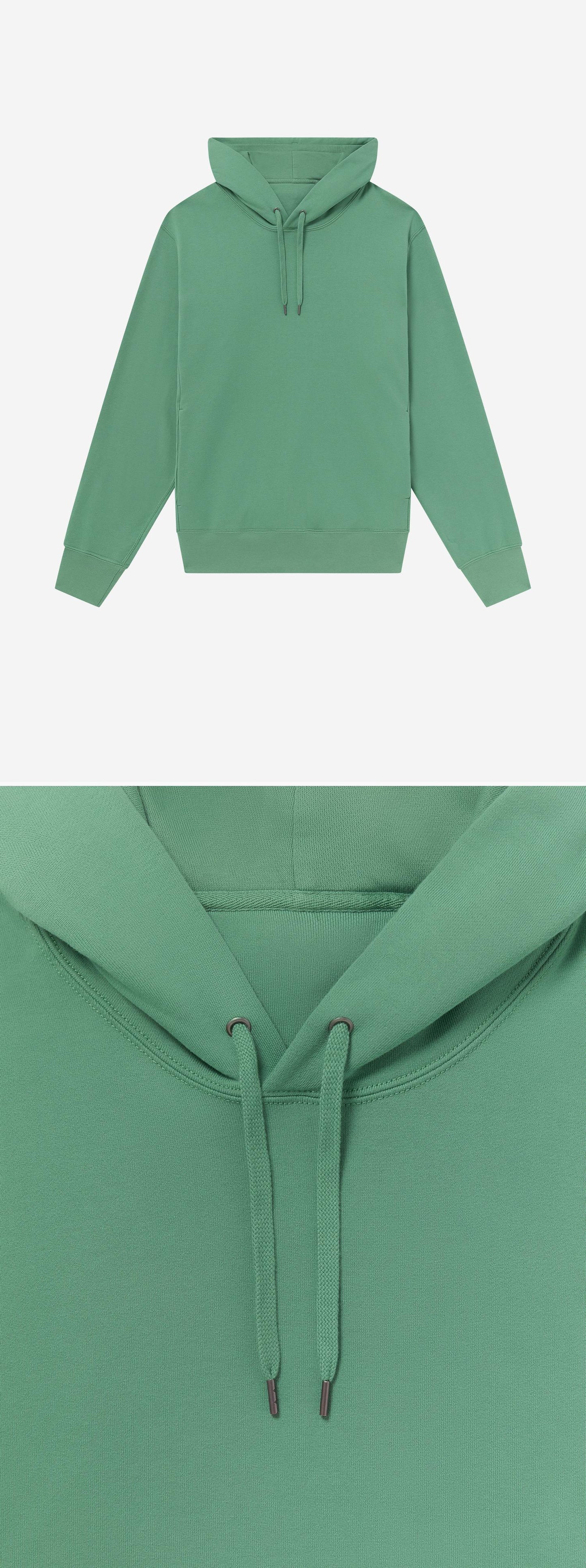 GREEN_HOODIE - Flat Lay - 2 x Shots - Front + Detail A