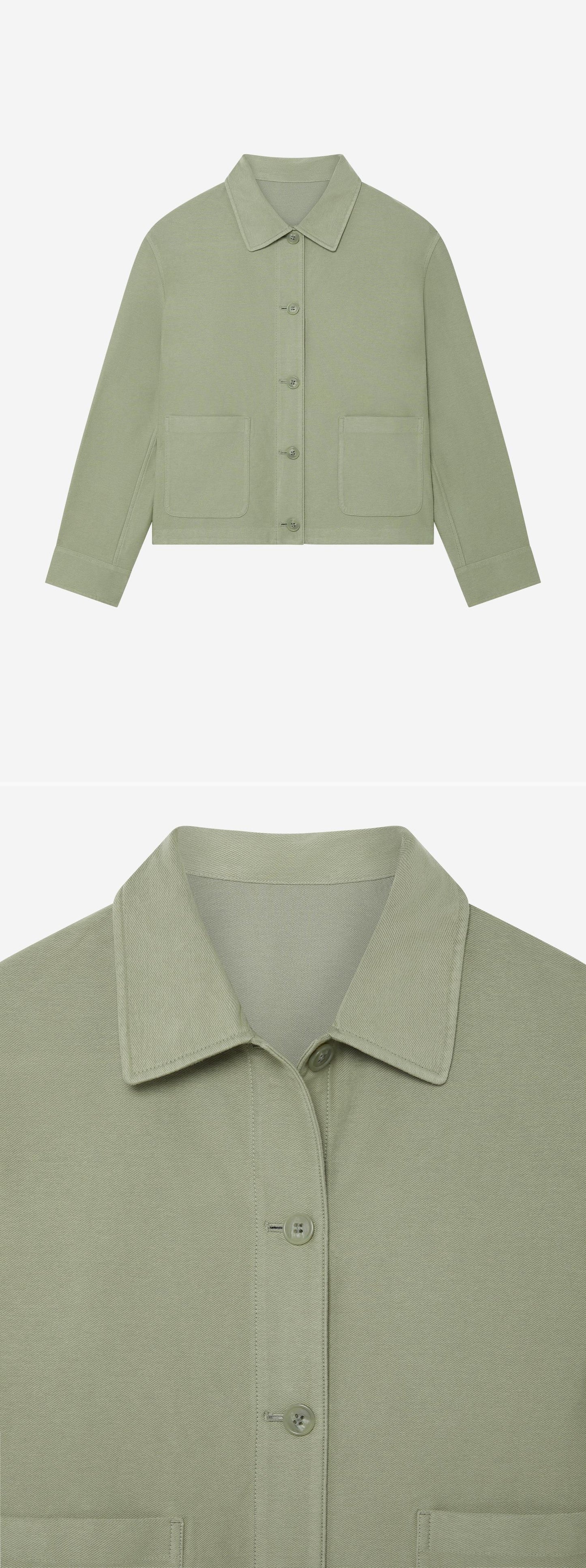 GREEN_OVERSHIRT - Hanging - 2 x Shots - Front + Detail A