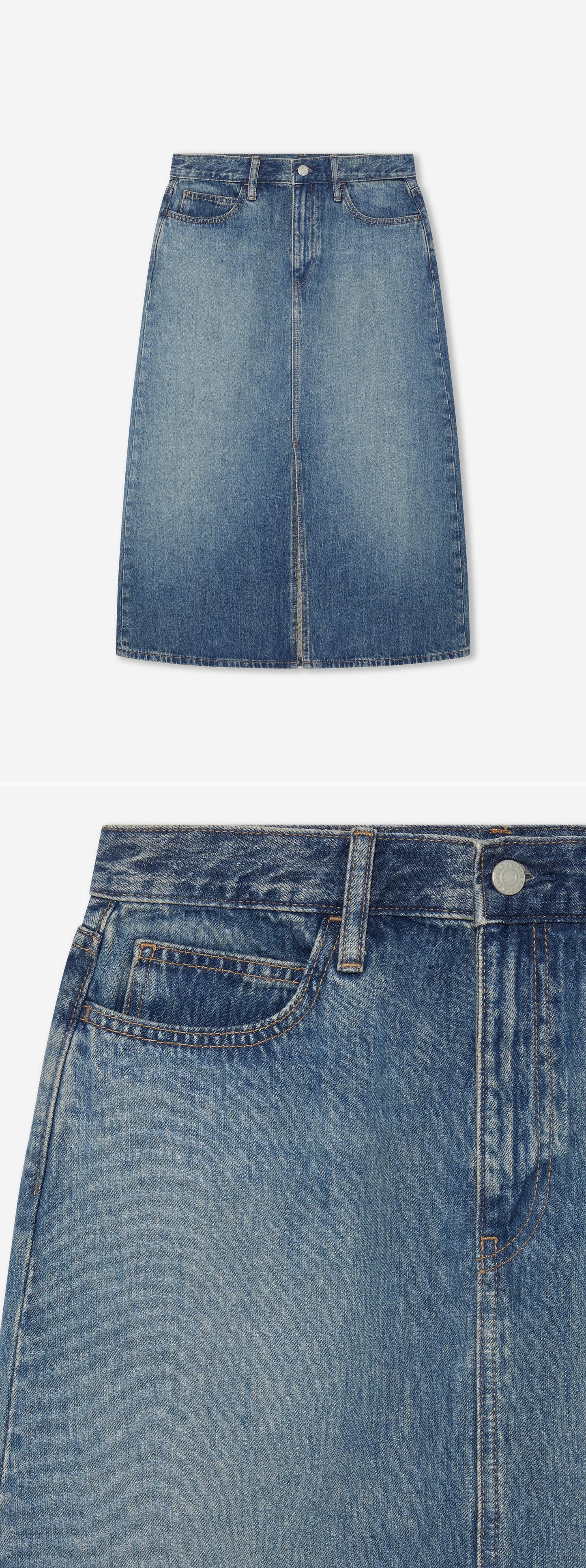 DENIM_SKIRT - Hanging - 2 x Shots - Front + Detail A