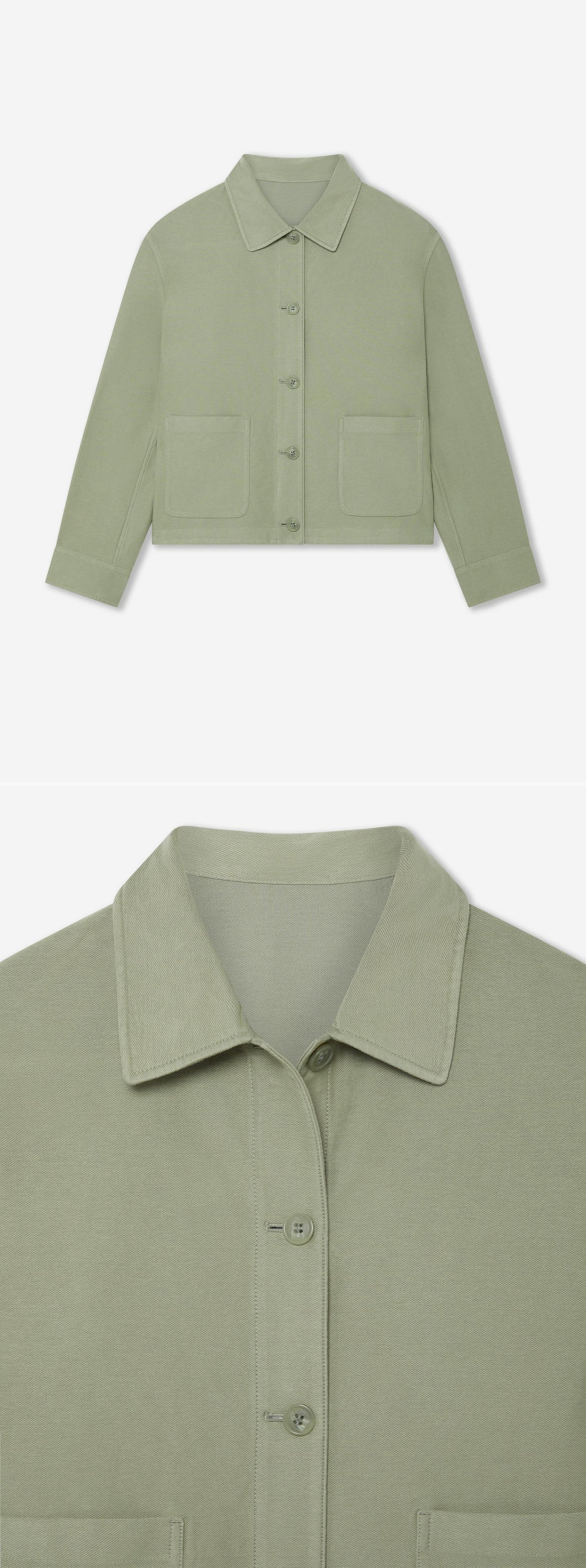 GREEN_OVERSHIRT - Hanging - 2 x Shots - Front + Detail A