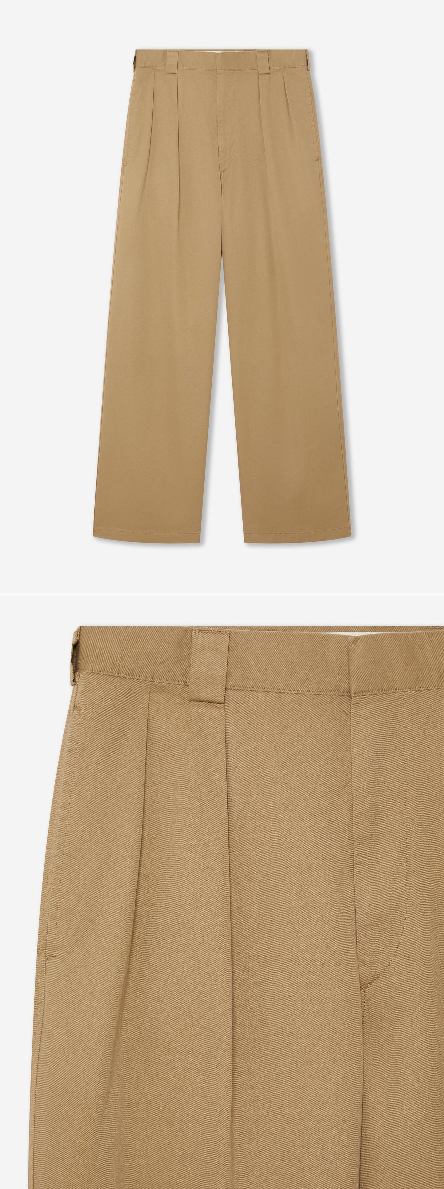 TAN_WIDELEG_TROUSER - Hanging - 2 x Shots - Front + Detail A