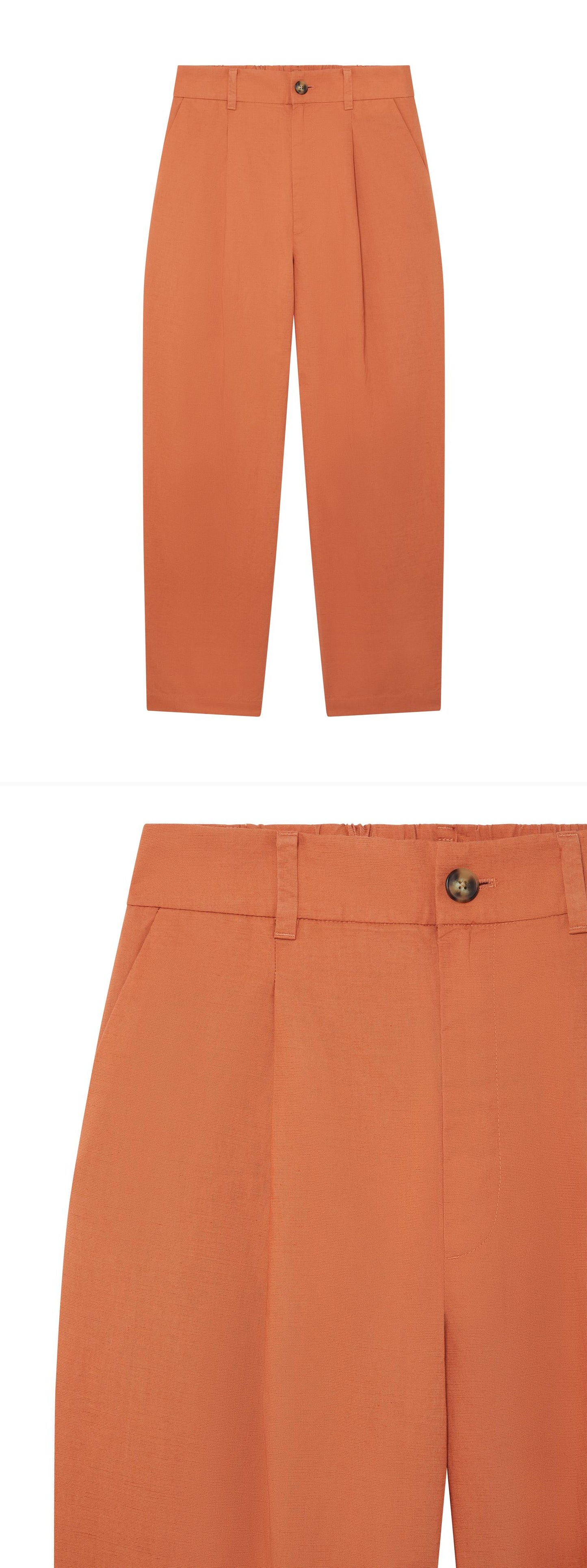 ORANGE_WIDELEG_TROUSER - Hanging - 2 x Shots - Front + Detail A
