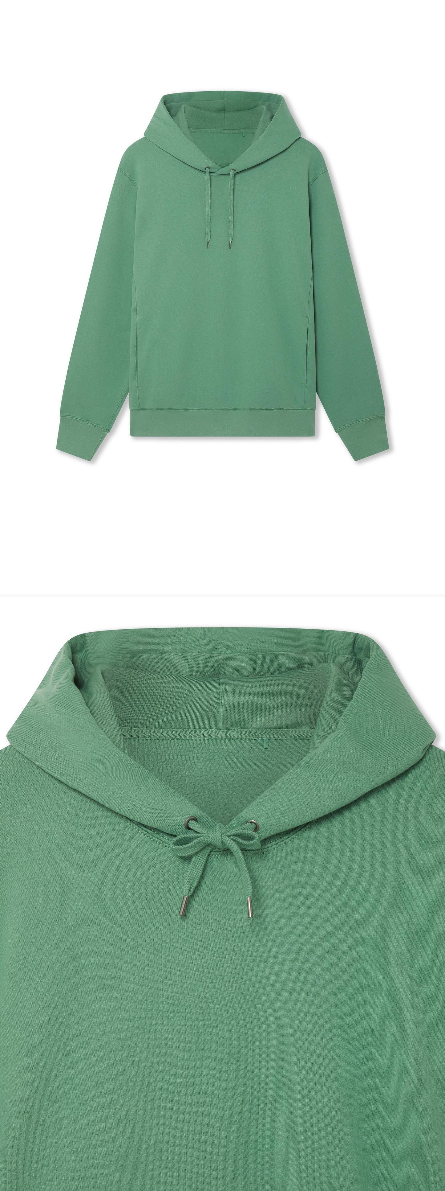GREEN_HOODIE - Hanging - 2 x Shots - Front + Detail A