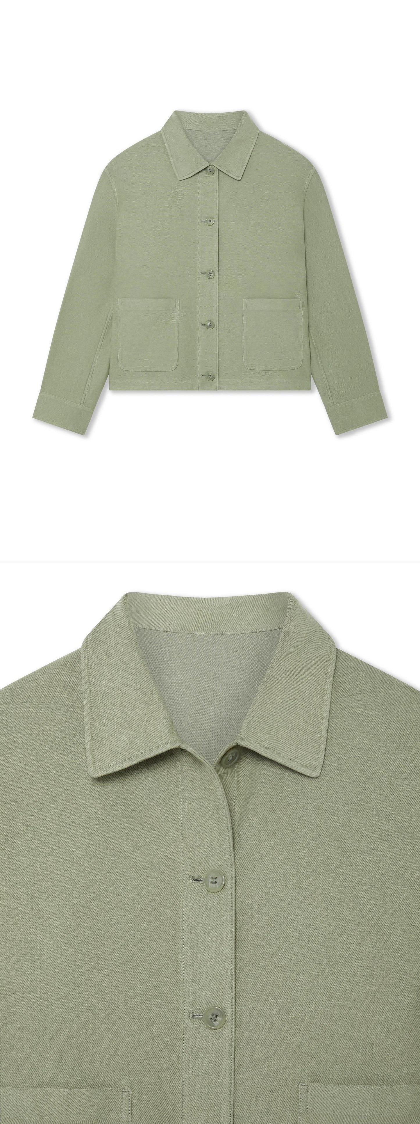 GREEN_OVERSHIRT - Hanging - 2 x Shots - Front + Detail A