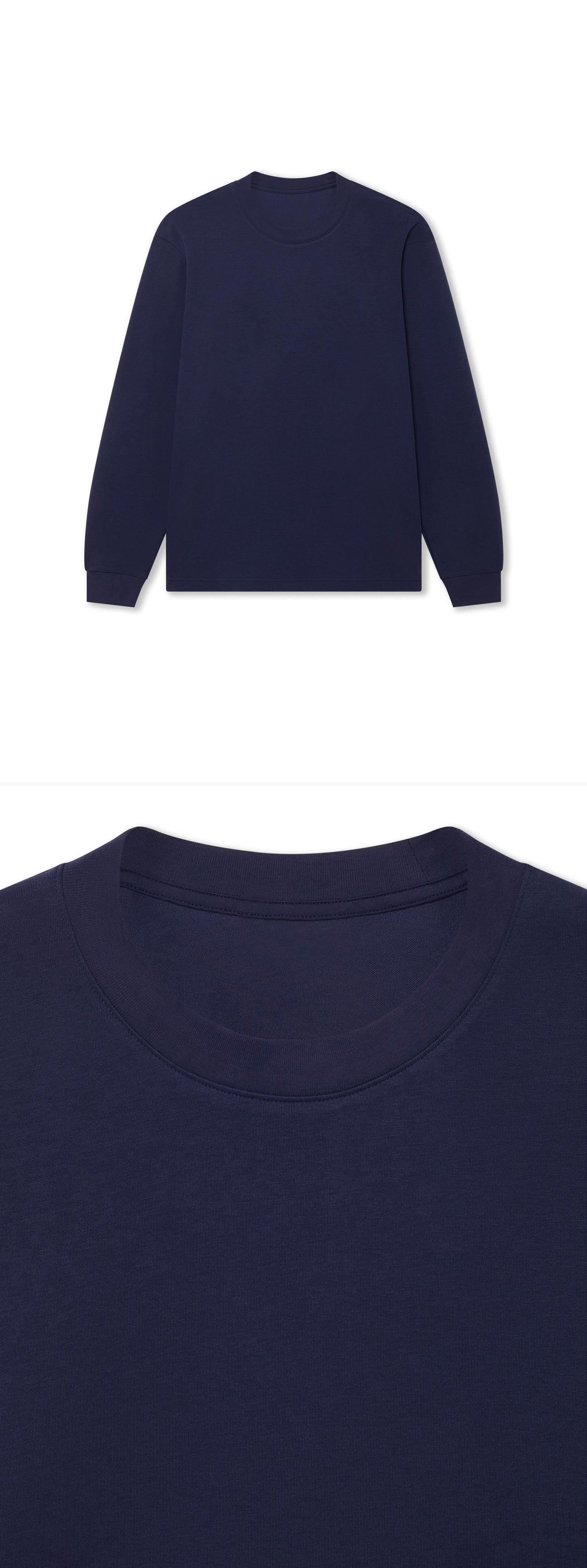 LS_NAVY_TEE - Hanging - 2 x Shots - Front + Detail A