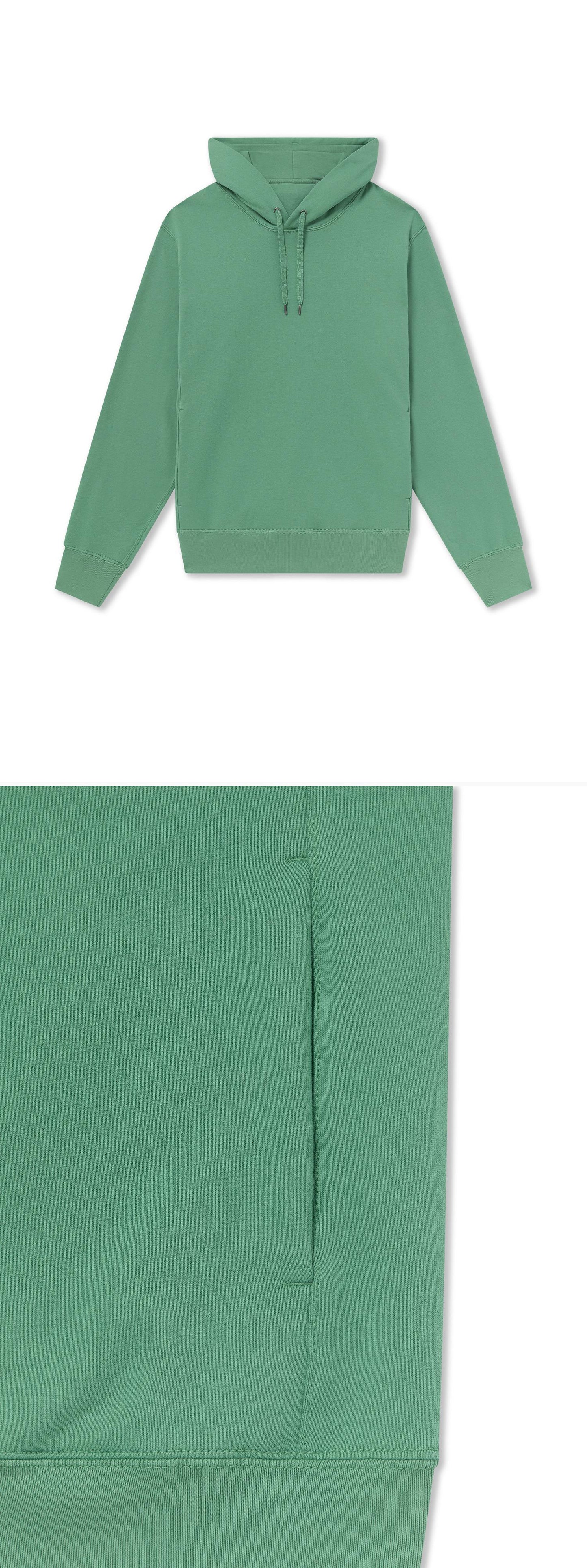 GREEN_HOODIE - Flat Lay - 2 x Shots - Front + Detail B