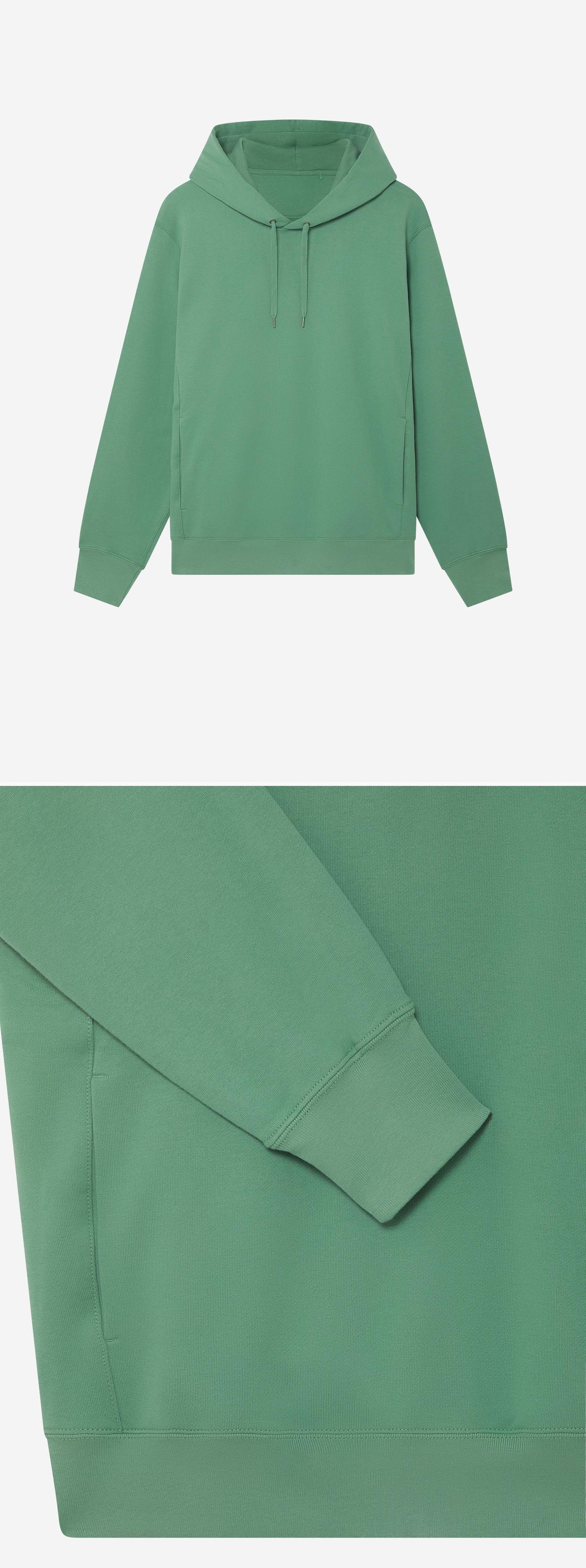 GREEN_HOODIE - Hanging - 2 x Shots - Front + Detail B