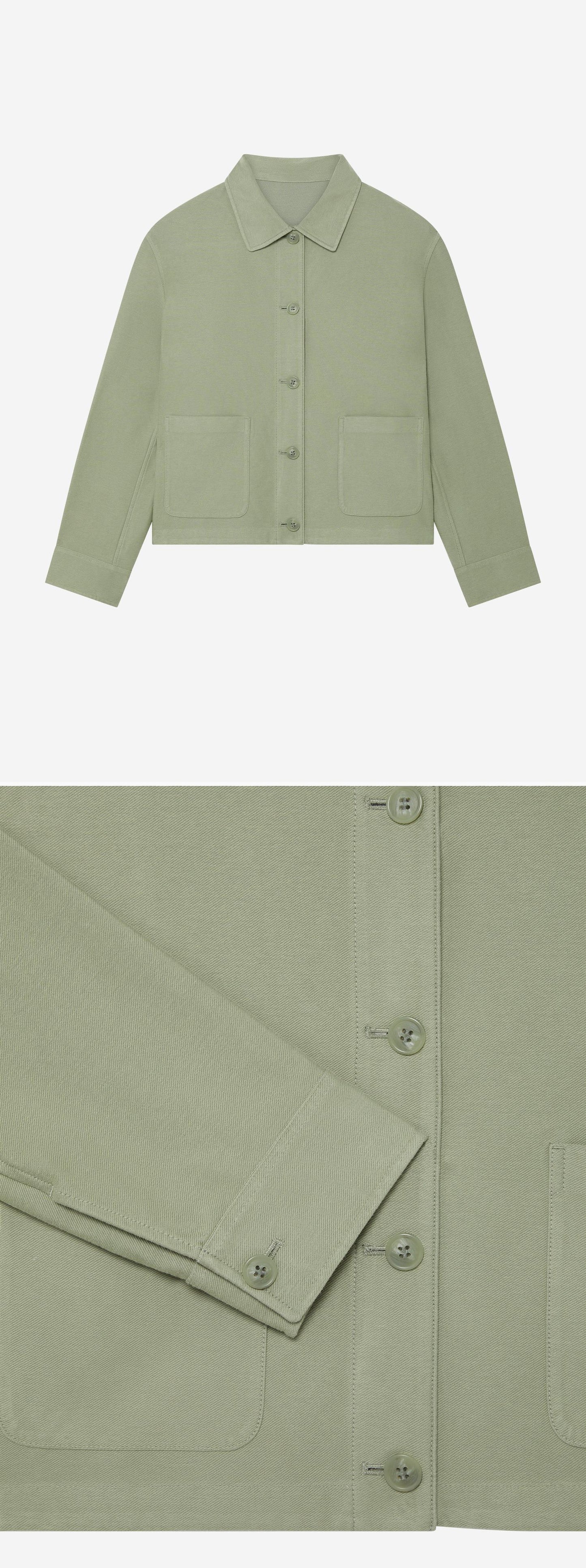 GREEN_OVERSHIRT - Hanging - 2 x Shots - Front + Detail B