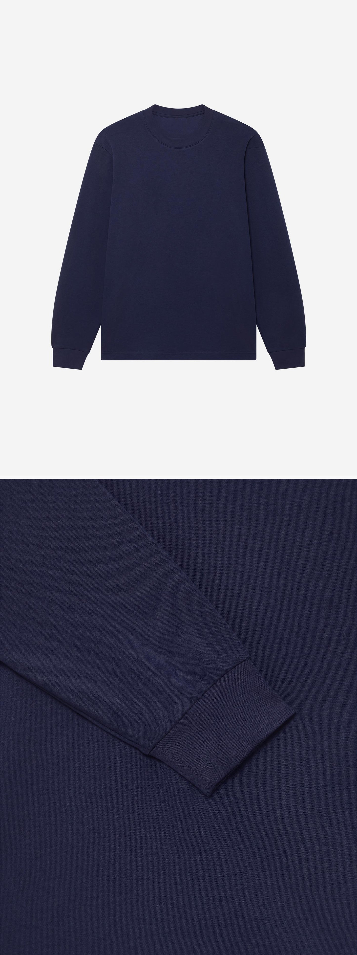 LS_NAVY_TEE - Hanging - 2 x Shots - Front + Detail B