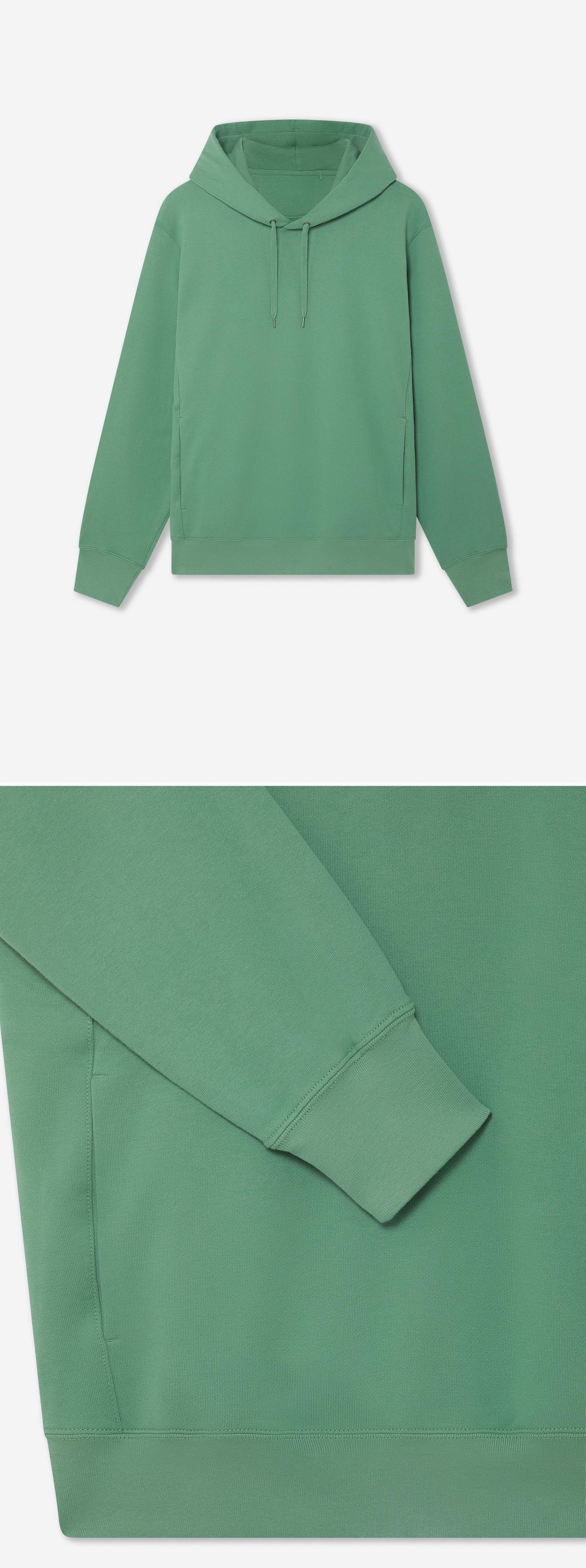 GREEN_HOODIE - Hanging - 2 x Shots - Front + Detail B