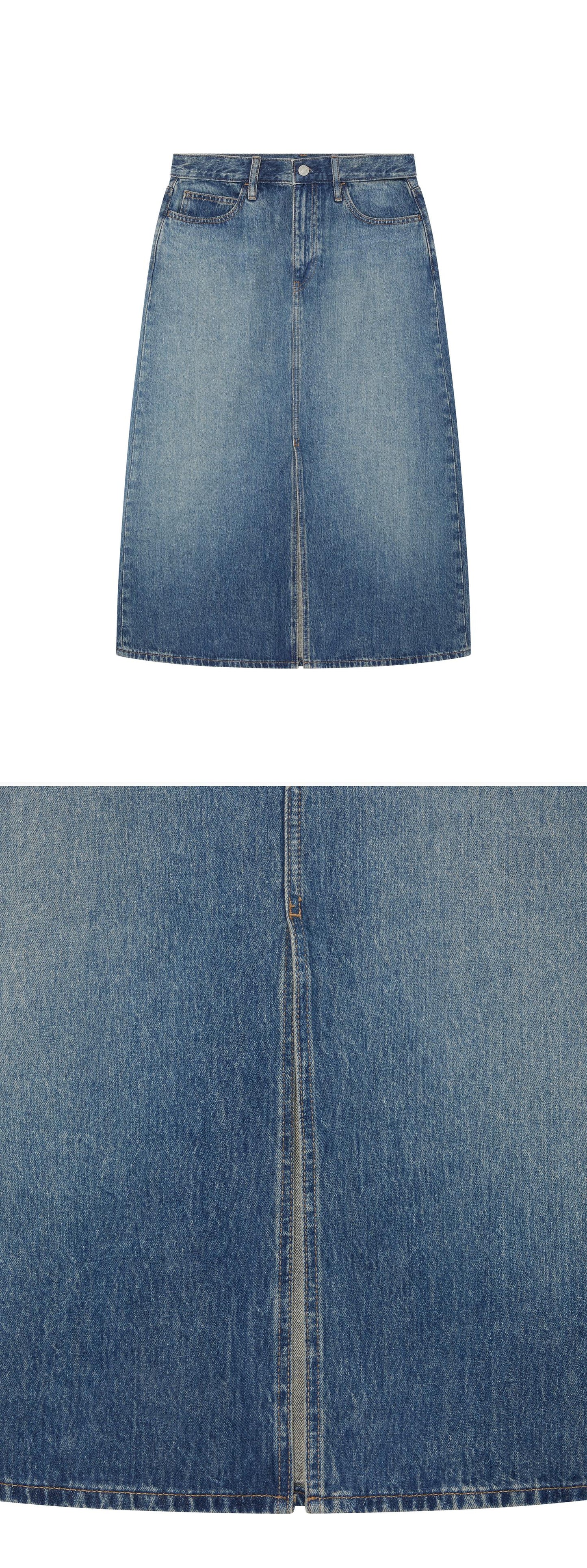 DENIM_SKIRT - Hanging - 2 x Shots - Front + Detail B