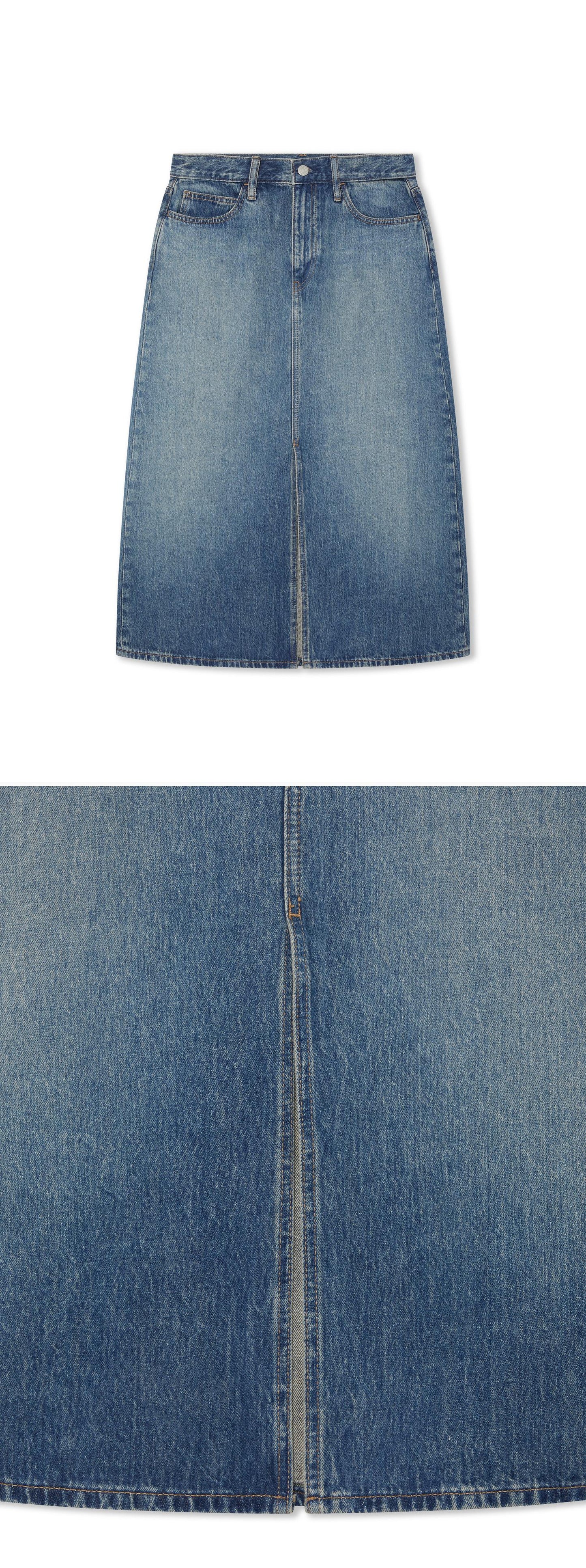 DENIM_SKIRT - Hanging - 2 x Shots - Front + Detail B