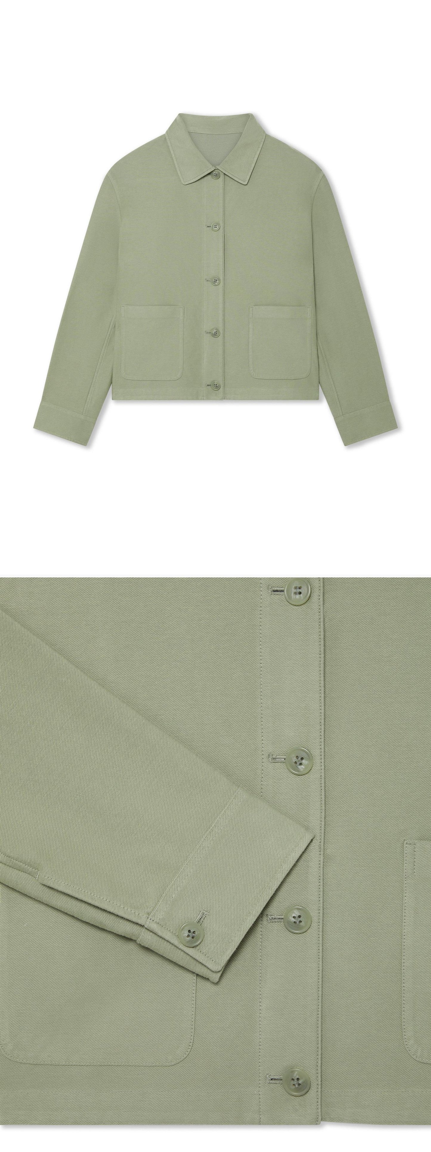 GREEN_OVERSHIRT - Hanging - 2 x Shots - Front + Detail B