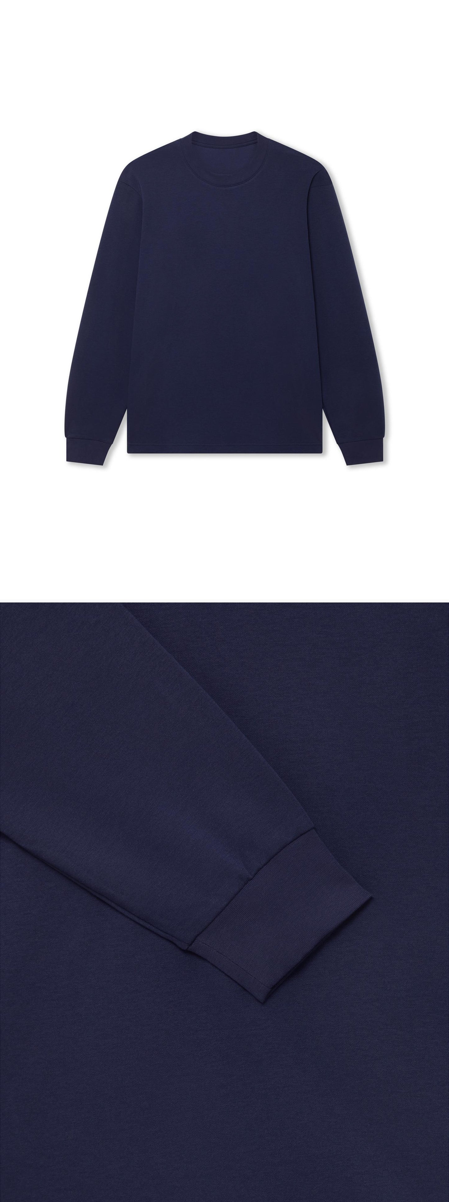 LS_NAVY_TEE - Hanging - 2 x Shots - Front + Detail B
