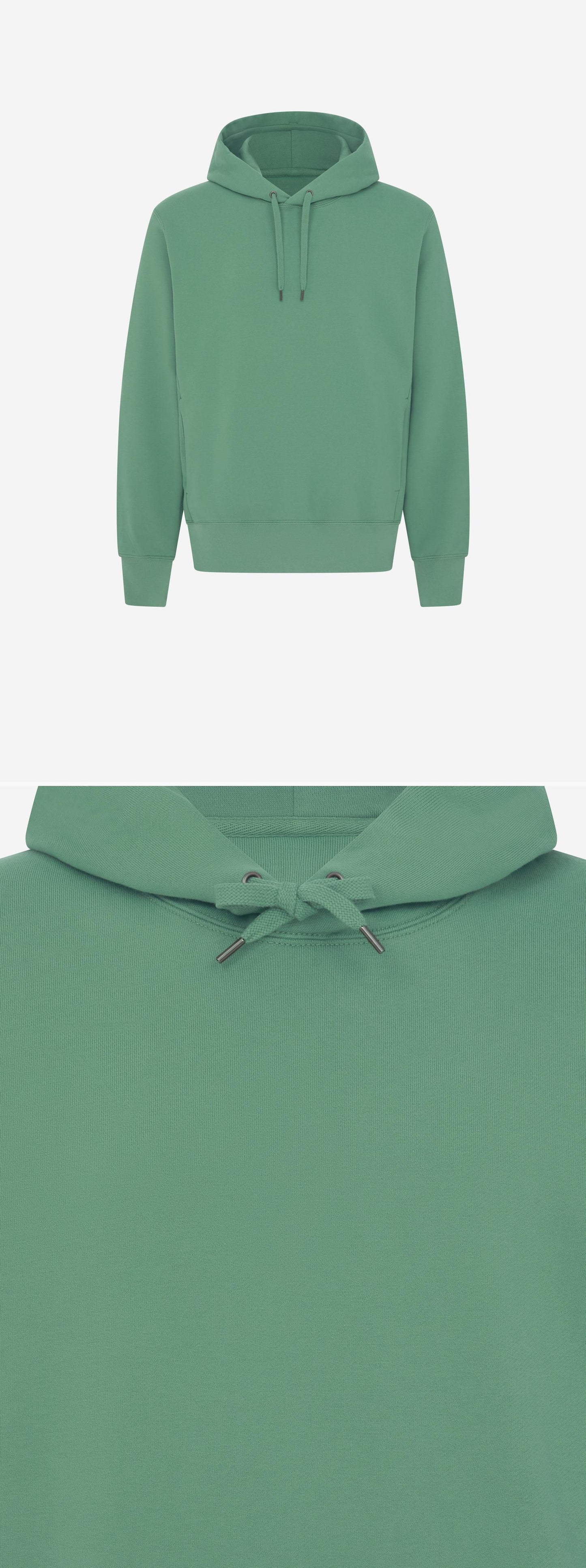 GREEN_HOODIE - Mannequin - 2 x Shots - Front + Detail A