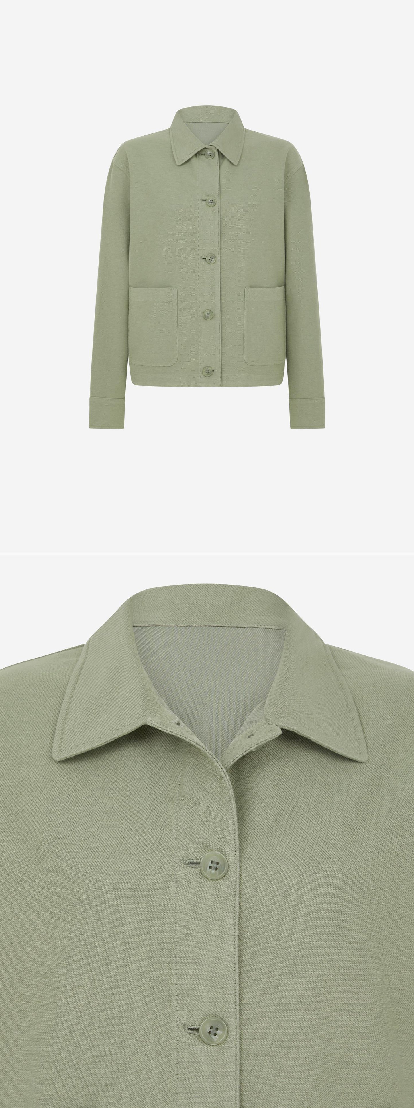 GREEN_OVERSHIRT - Mannequin - 2 x Shots - Front + Detail A