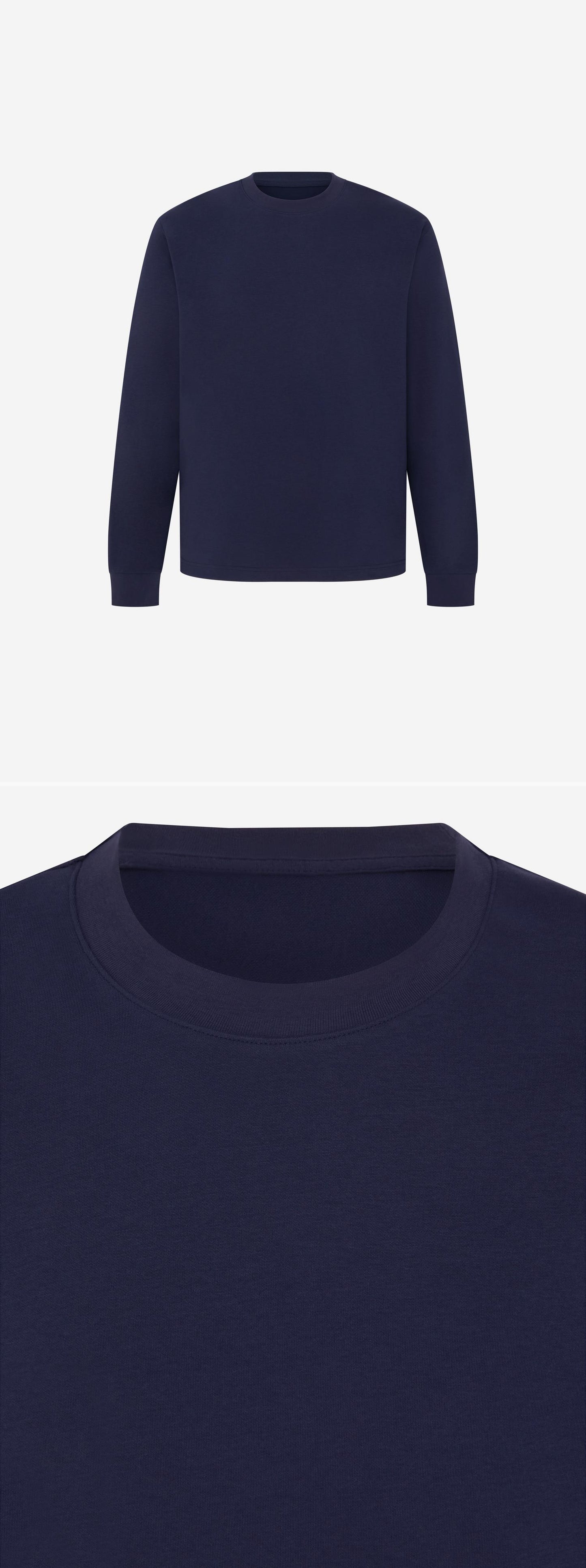 LS_NAVY_TEE - Mannequin - 2 x Shots - Front + Detail A