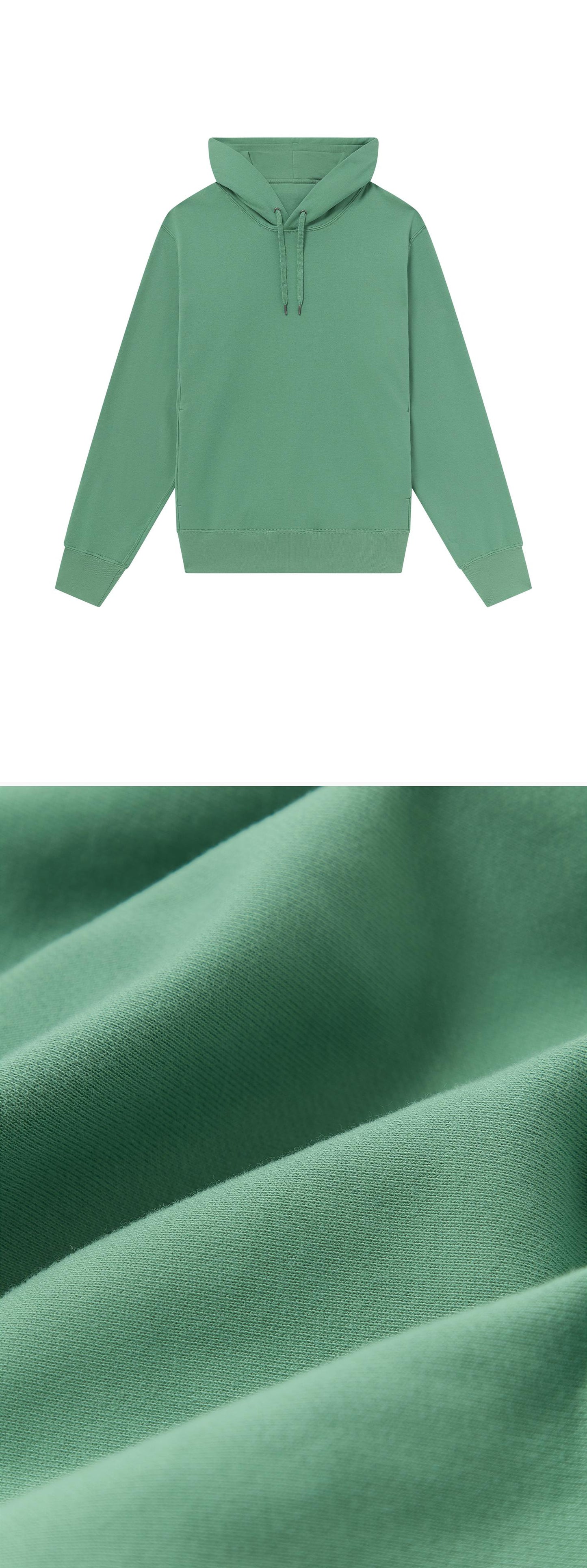 GREEN_HOODIE - Flat Lay - 2 x Shots - Front + Detail C