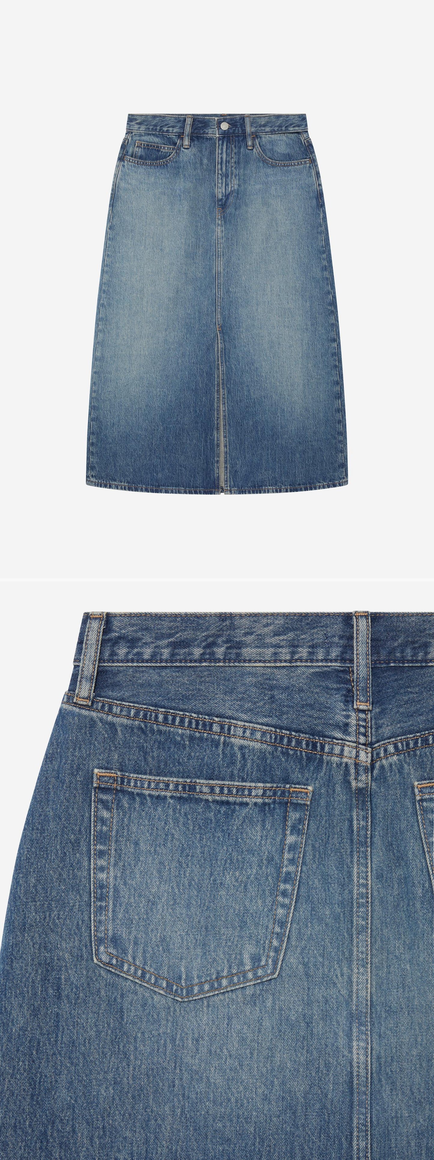 DENIM_SKIRT - Hanging - 2 x Shots - Front + Detail C