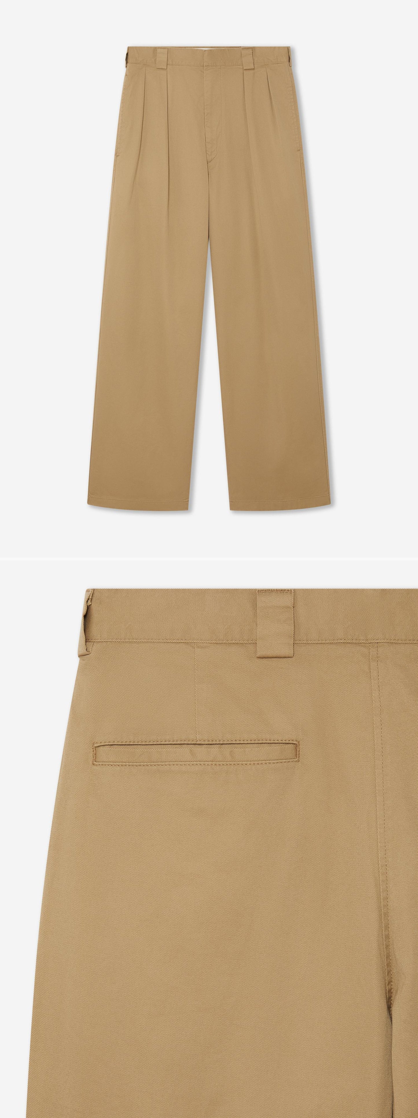 TAN_WIDELEG_TROUSER - Hanging - 2 x Shots - Front + Detail C