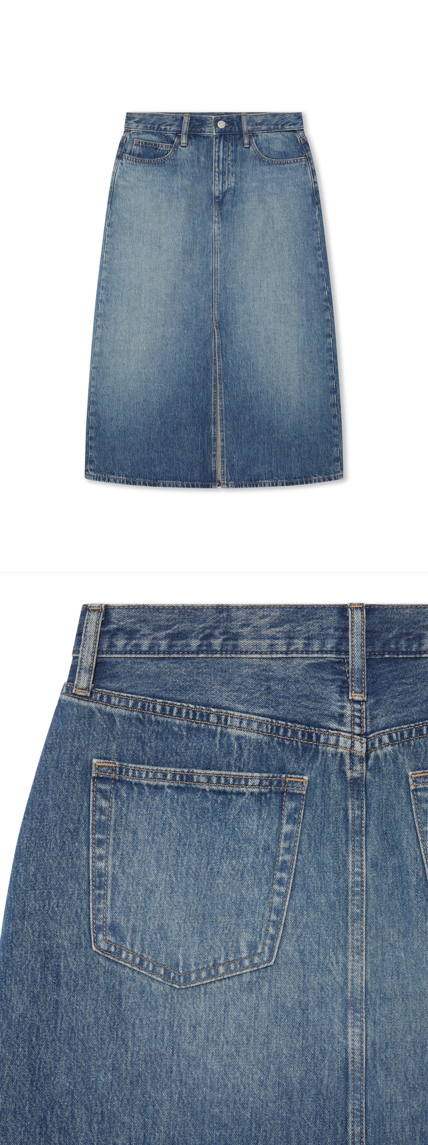 DENIM_SKIRT - Hanging - 2 x Shots - Front + Detail C