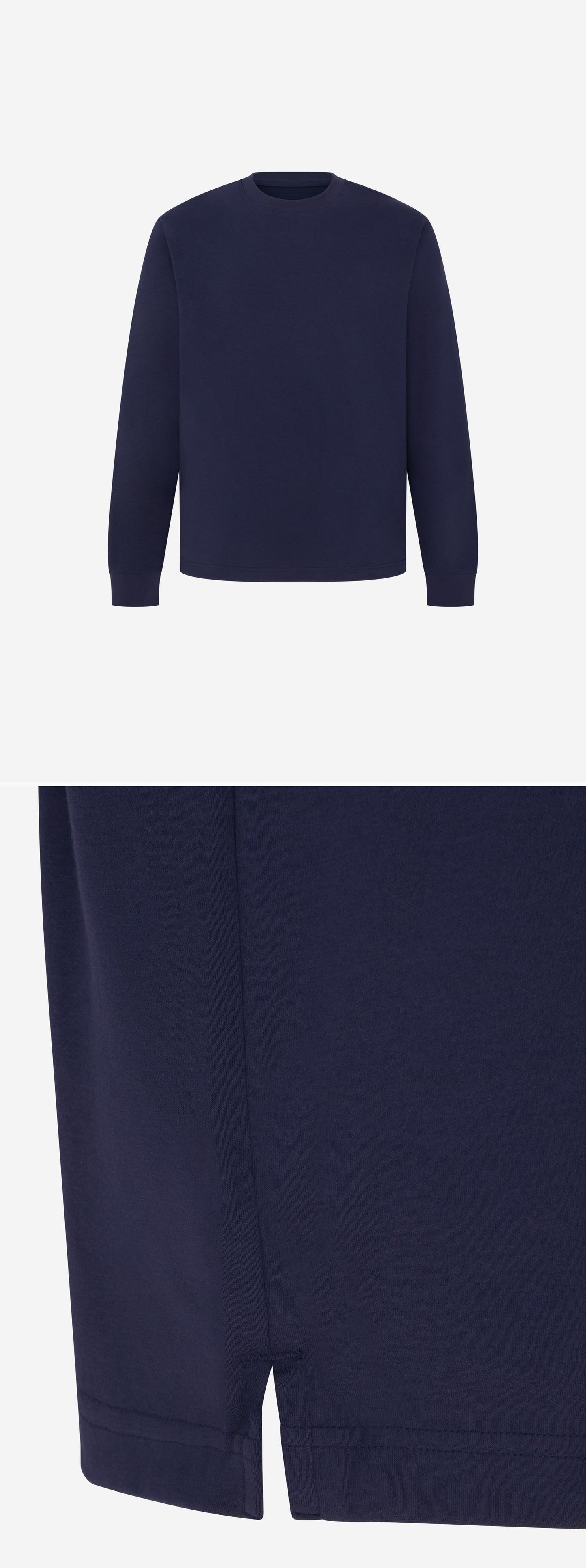 LS_NAVY_TEE - Mannequin - 2 x Shots - Front + Detail B