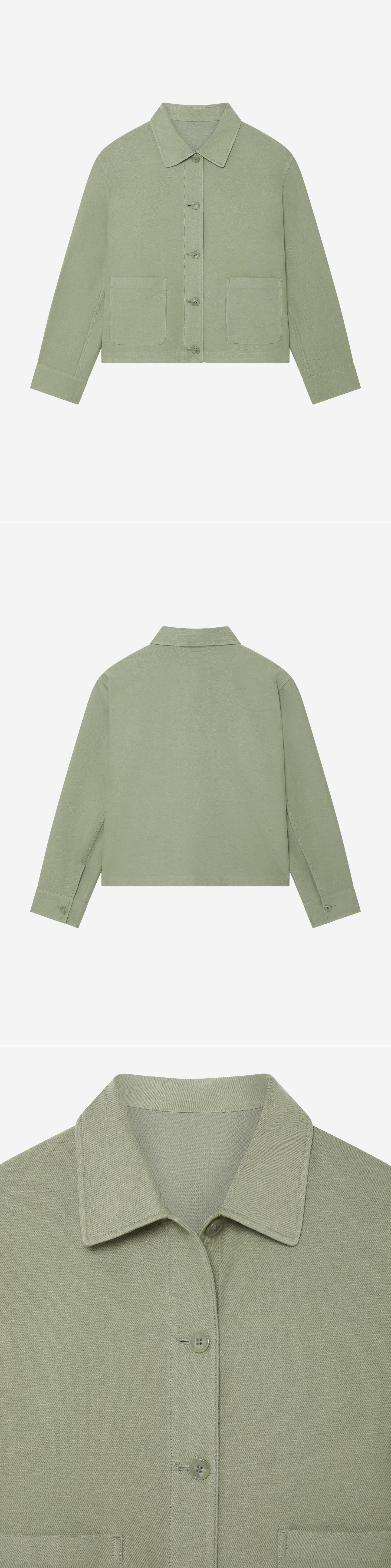 GREEN_OVERSHIRT - Hanging - 3 x Shots - Front + Back + Detail A