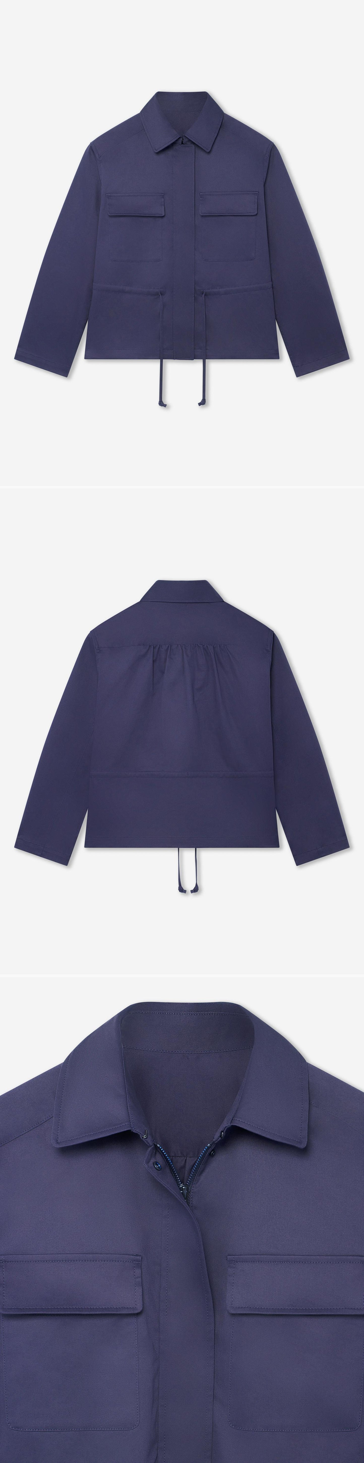 BLUE_JACKET - Hanging - 3 x Shots - Front + Back + Detail A