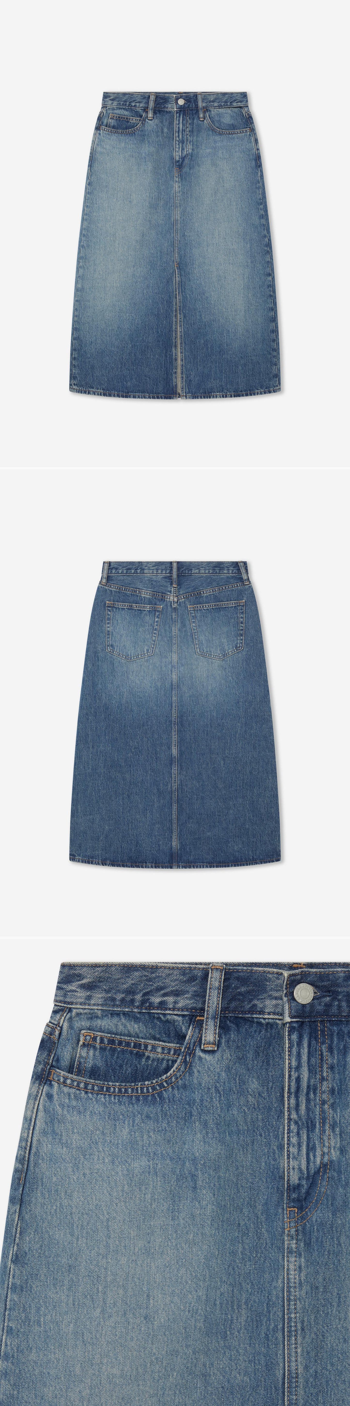 DENIM_SKIRT - Hanging - 3 x Shots - Front + Back + Detail A