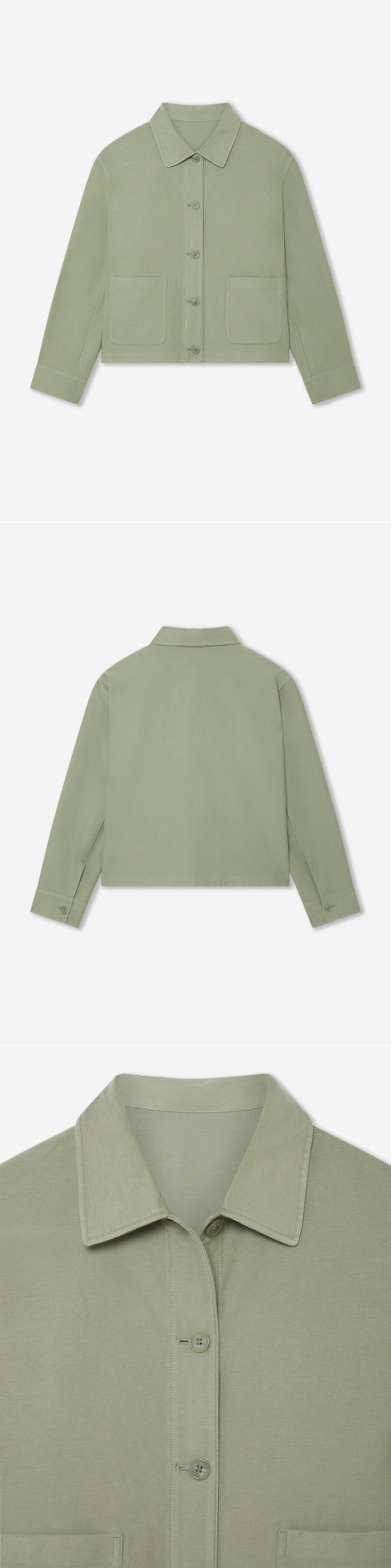 GREEN_OVERSHIRT - Hanging - 3 x Shots - Front + Back + Detail A