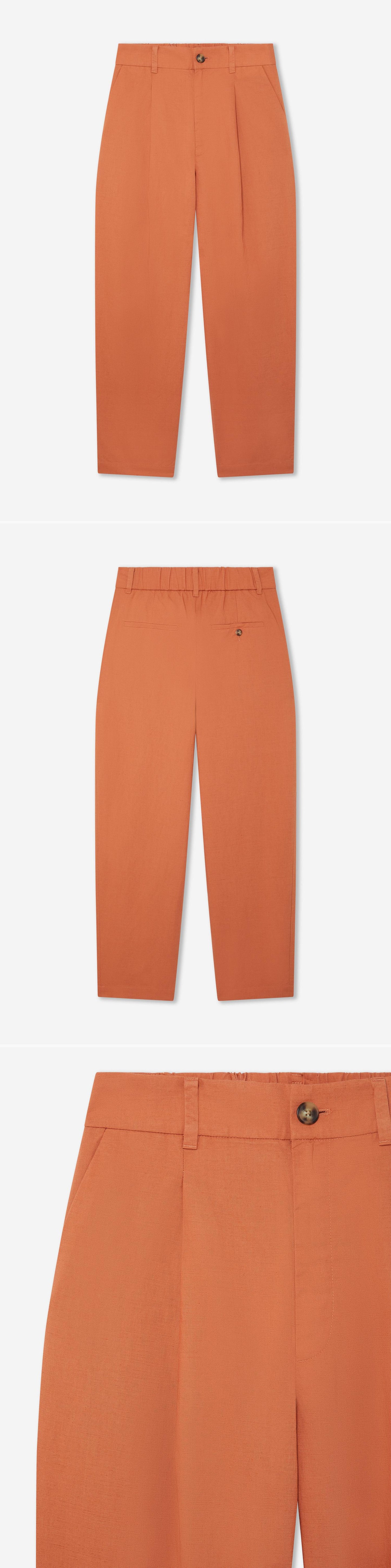 ORANGE_WIDELEG_TROUSER - Hanging - 3 x Shots - Front + Back + Detail A