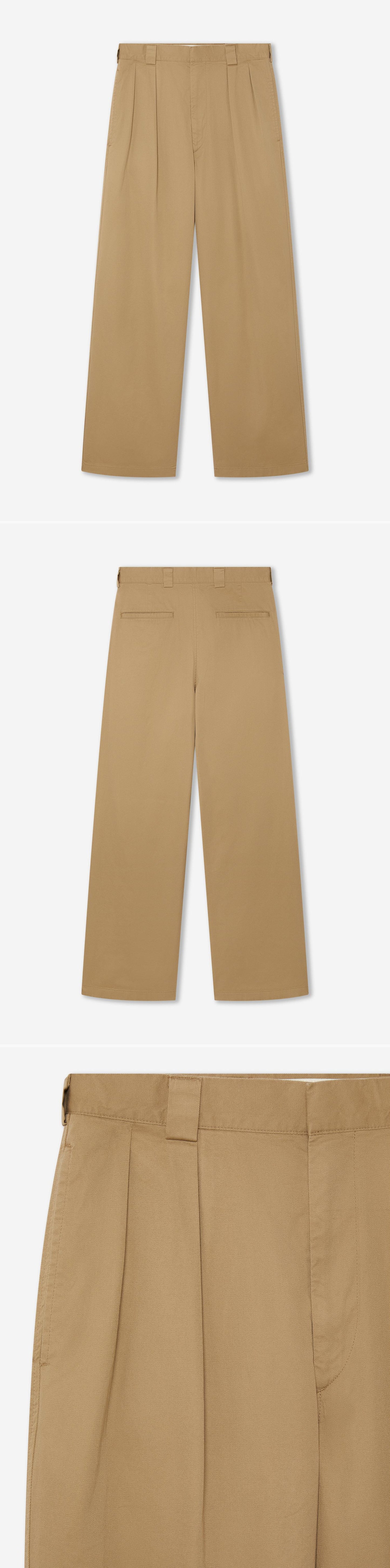 TAN_WIDELEG_TROUSER - Hanging - 3 x Shots - Front + Back + Detail A