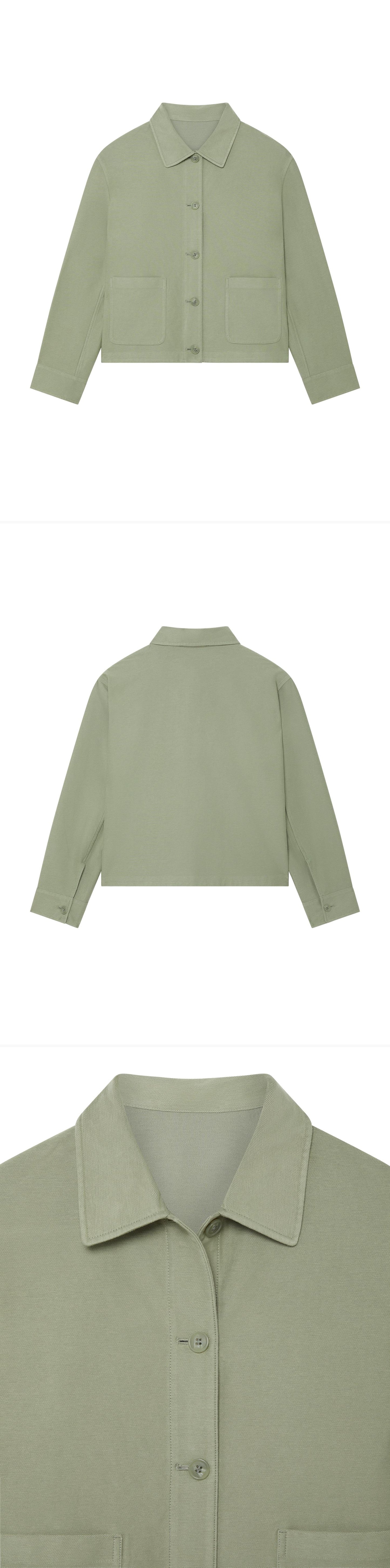 GREEN_OVERSHIRT - Hanging - 3 x Shots - Front + Back + Detail A