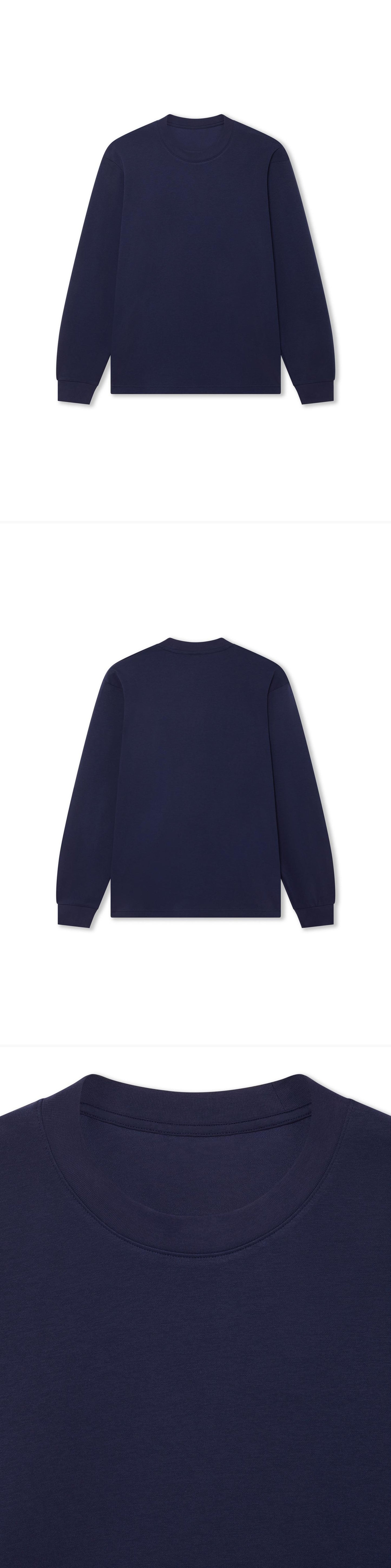 LS_NAVY_TEE - Hanging - 3 x Shots - Front + Back + Detail A