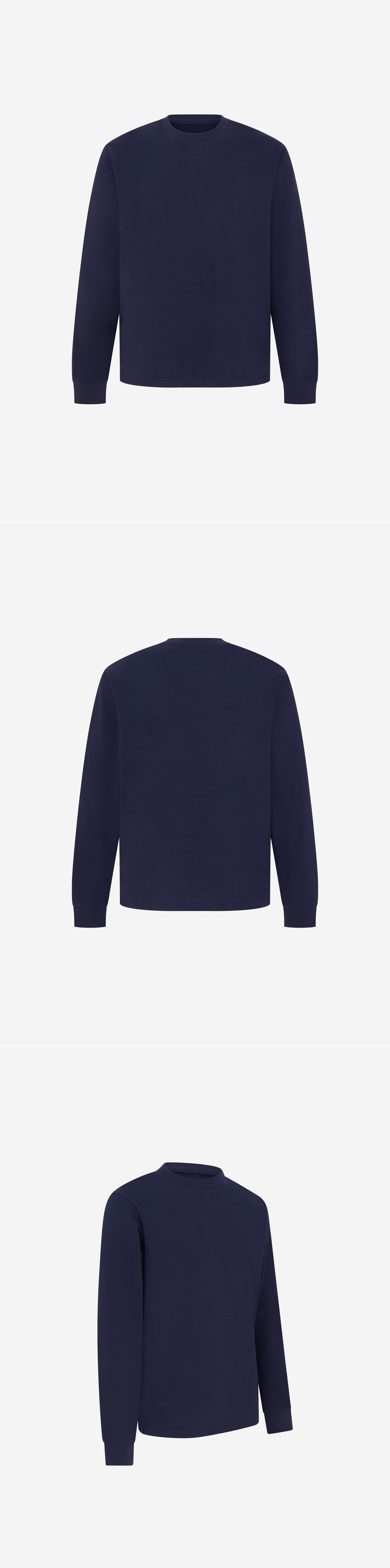 LS_NAVY_TEE - Mannequin - 3 x Shots - Front + Back + Angle