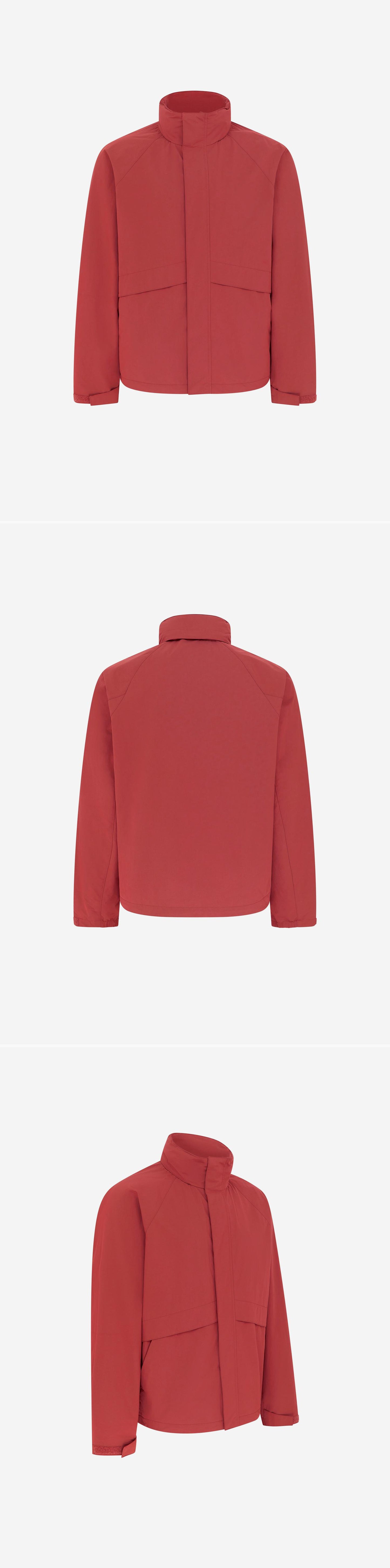 RED_HIGHNECK_JACKET - Mannequin - 3 x Shots - Front + Back + Angle