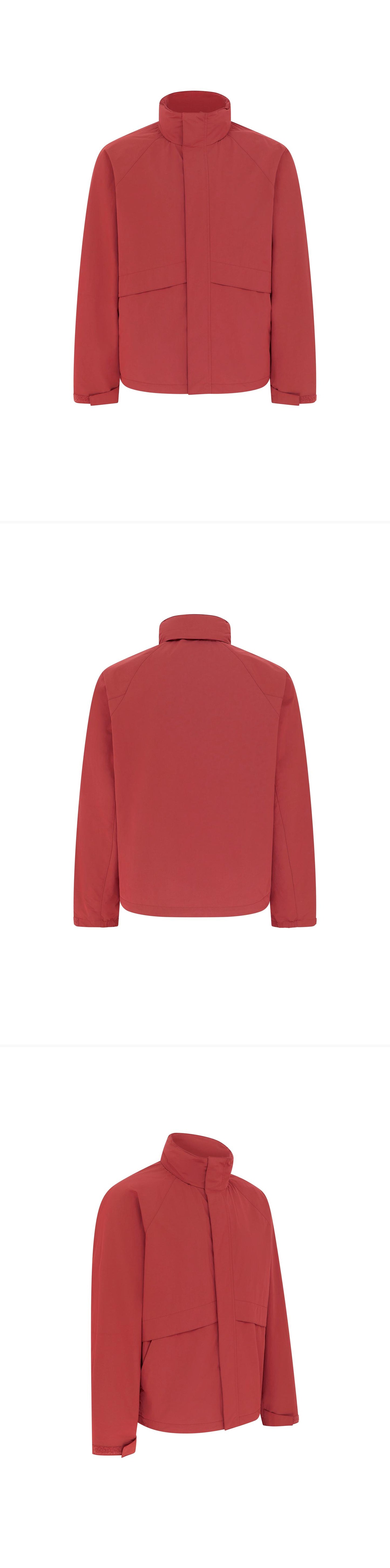 RED_HIGHNECK_JACKET - Mannequin - 3 x Shots - Front + Back + Angle