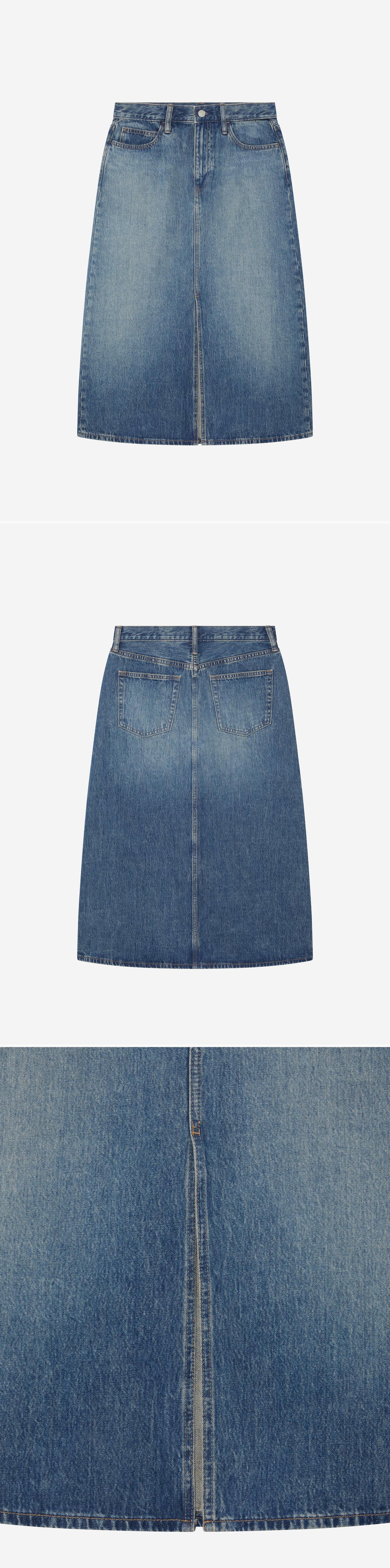DENIM_SKIRT - Hanging - 3 x Shots - Front + Back + Detail B